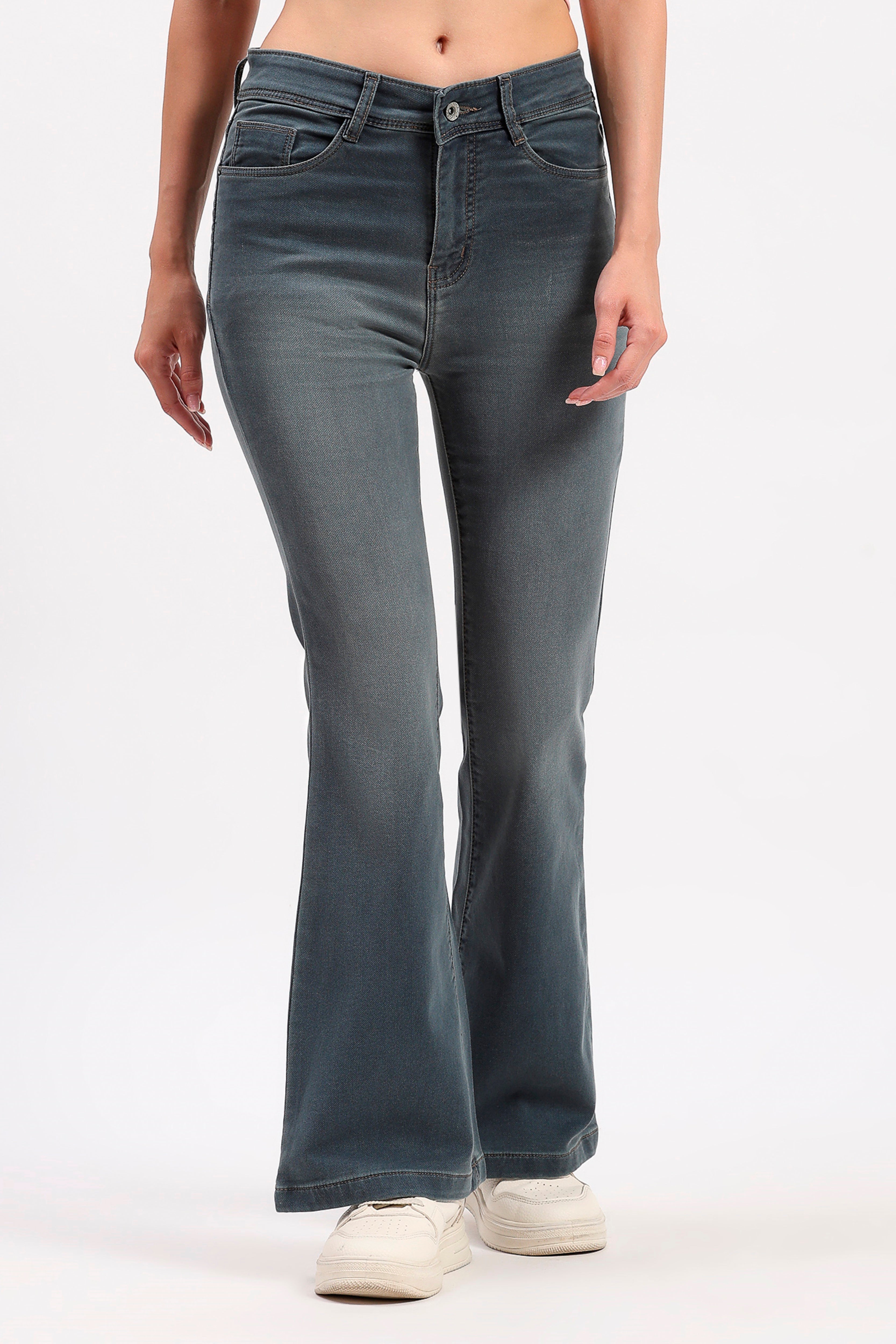 Grey Washed Bootcut Jeans