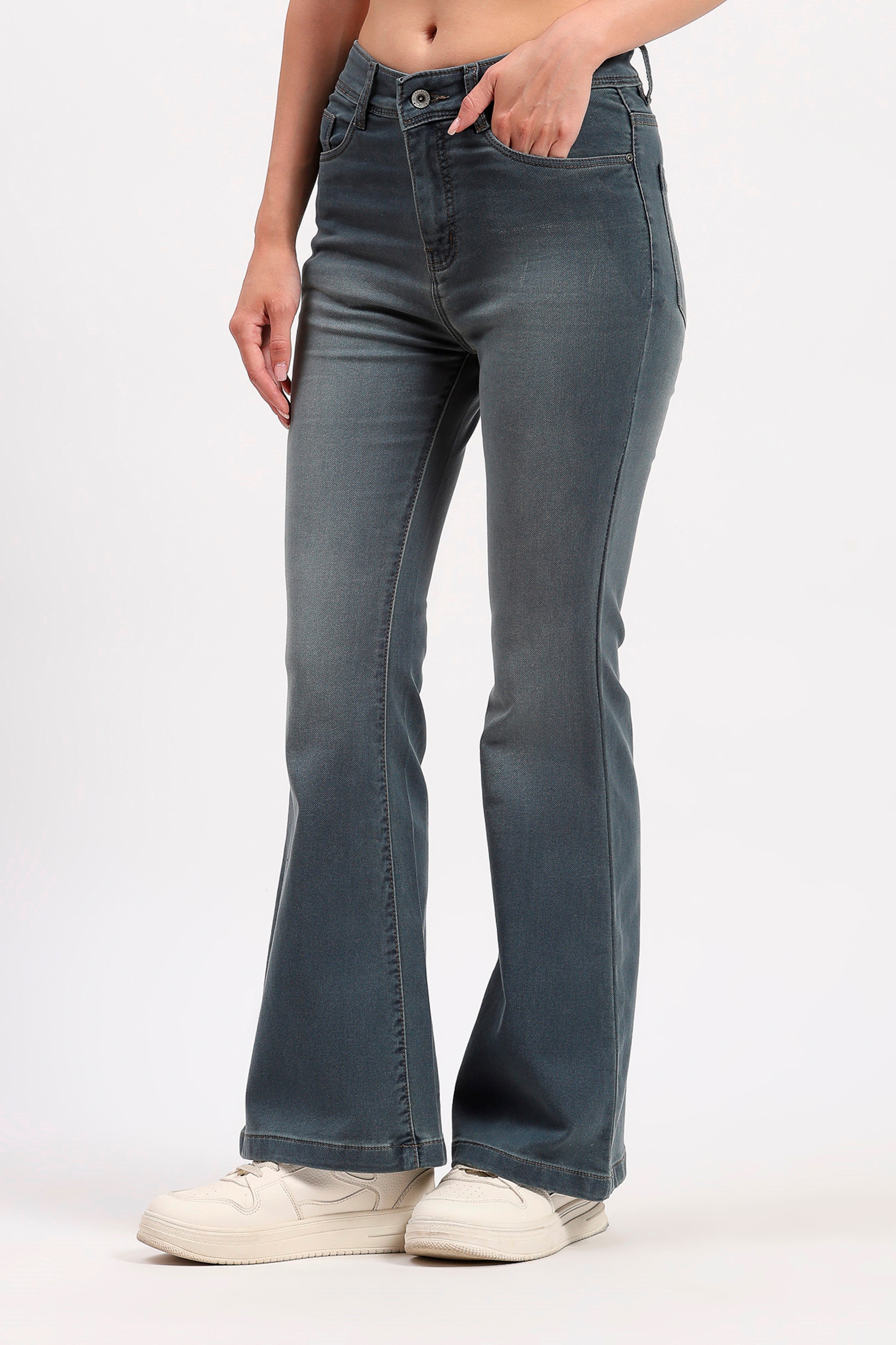Grey Washed Bootcut Jeans
