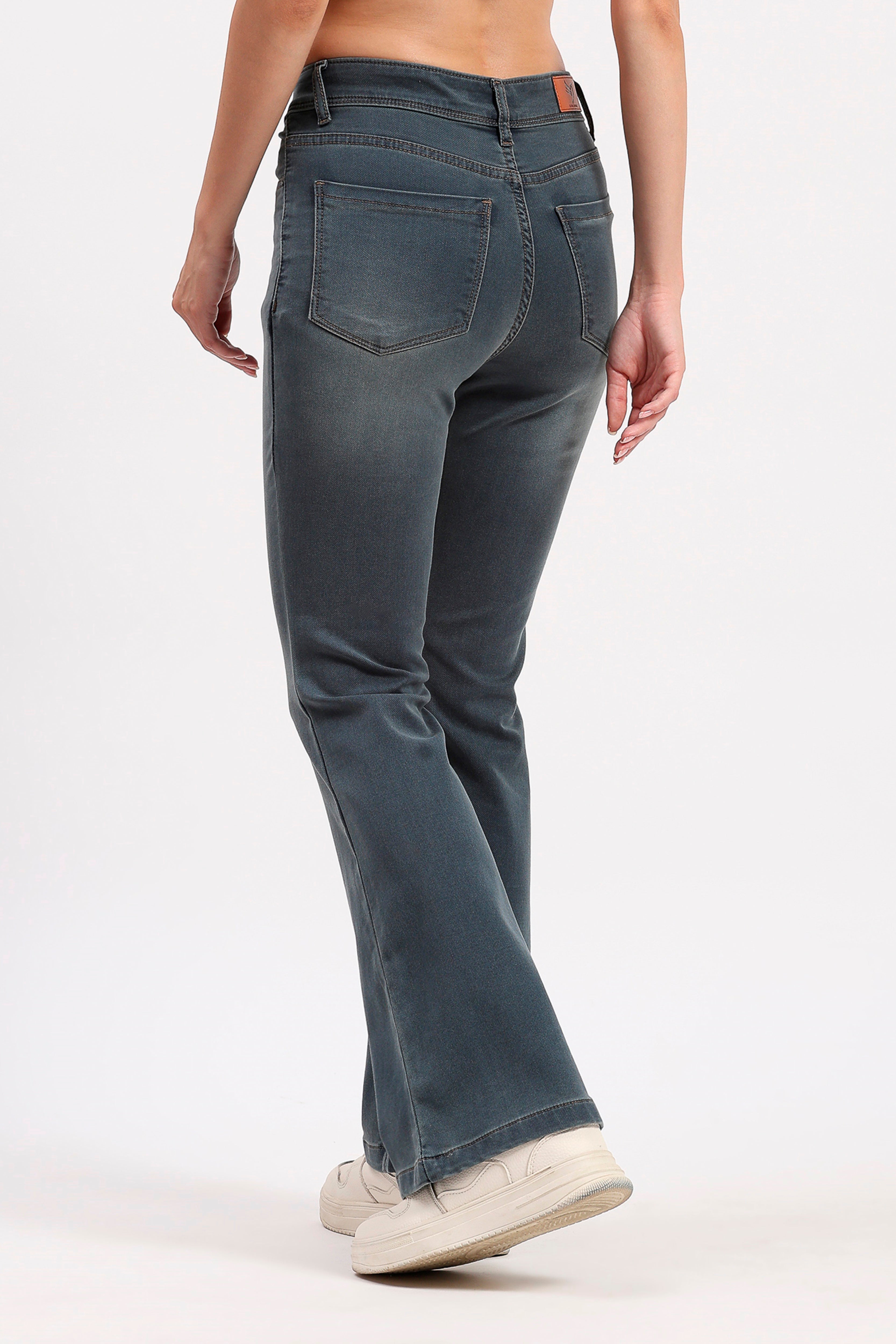 Grey Washed Bootcut Jeans