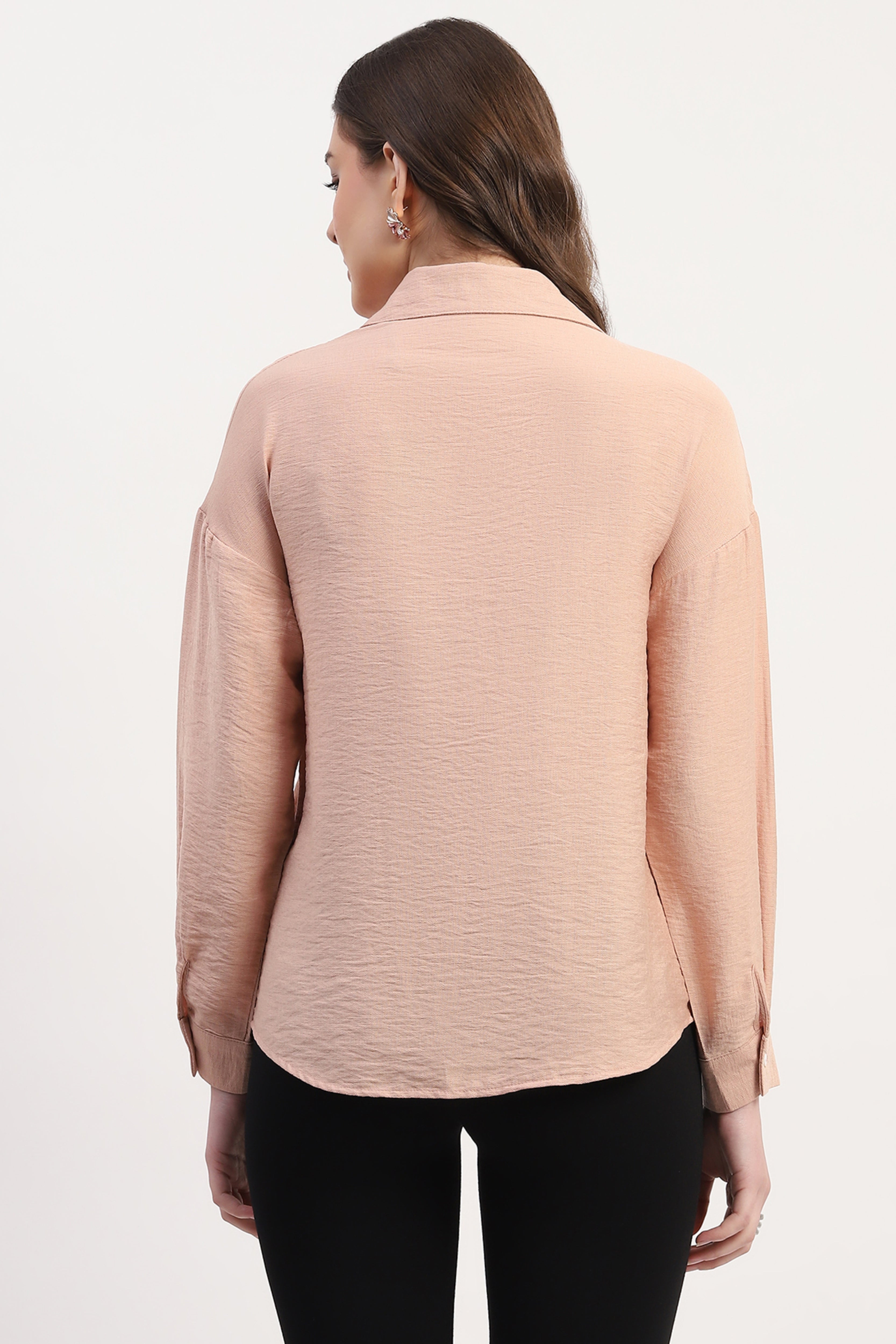 Pink Viscose Blend Embellished Shirt