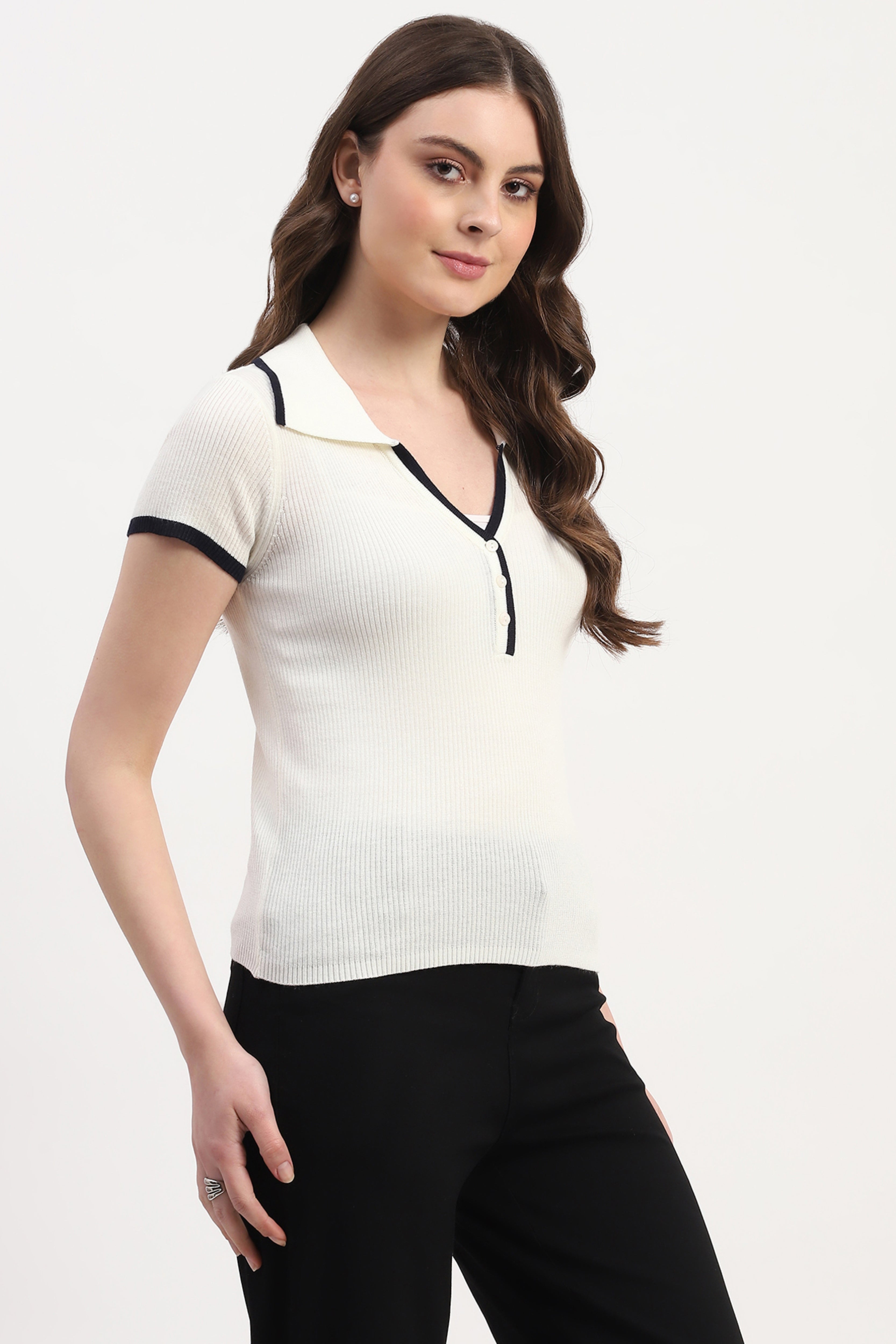 Off-White Viscose Nylon Knitted Top