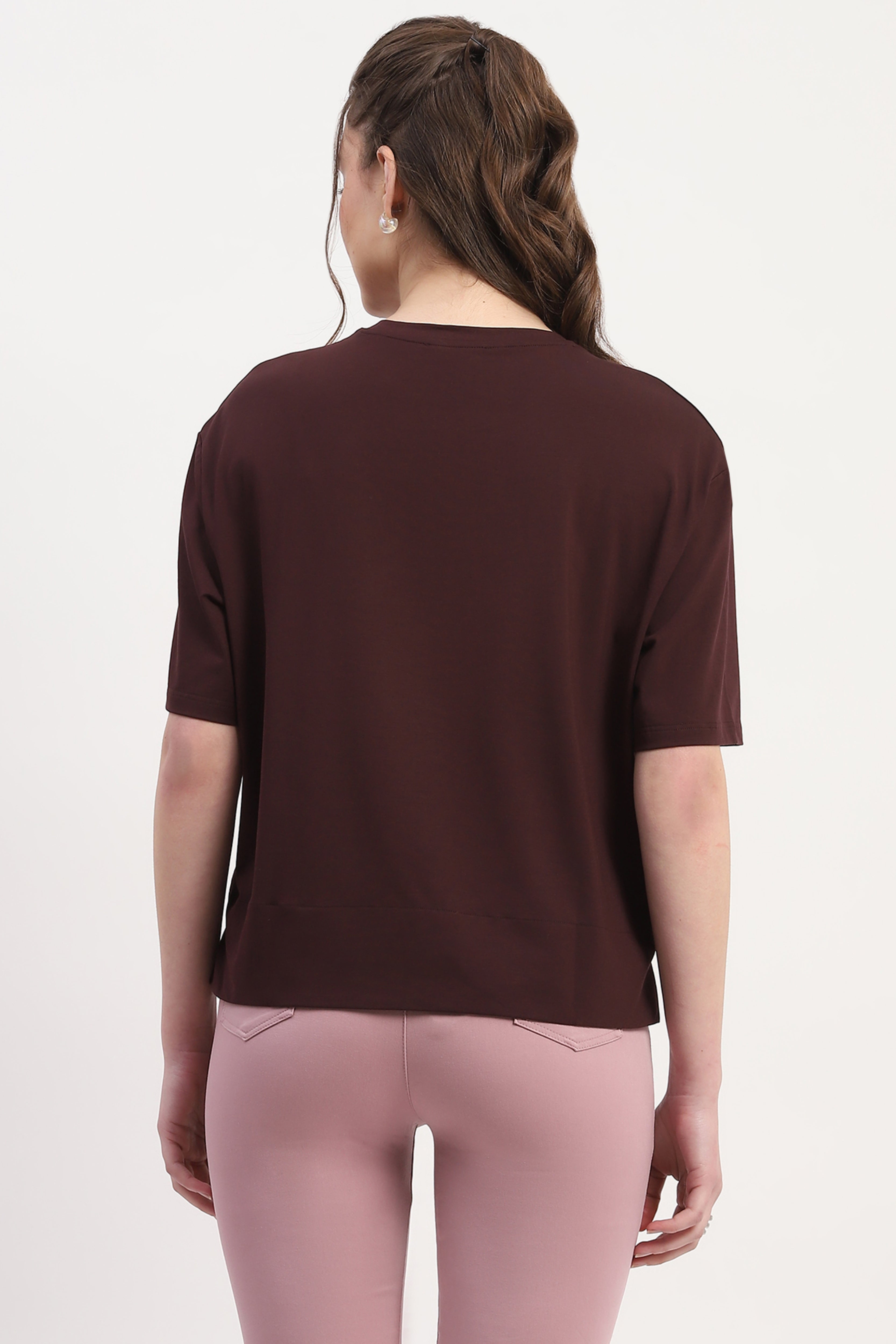 Wine Printed & Embellished Top