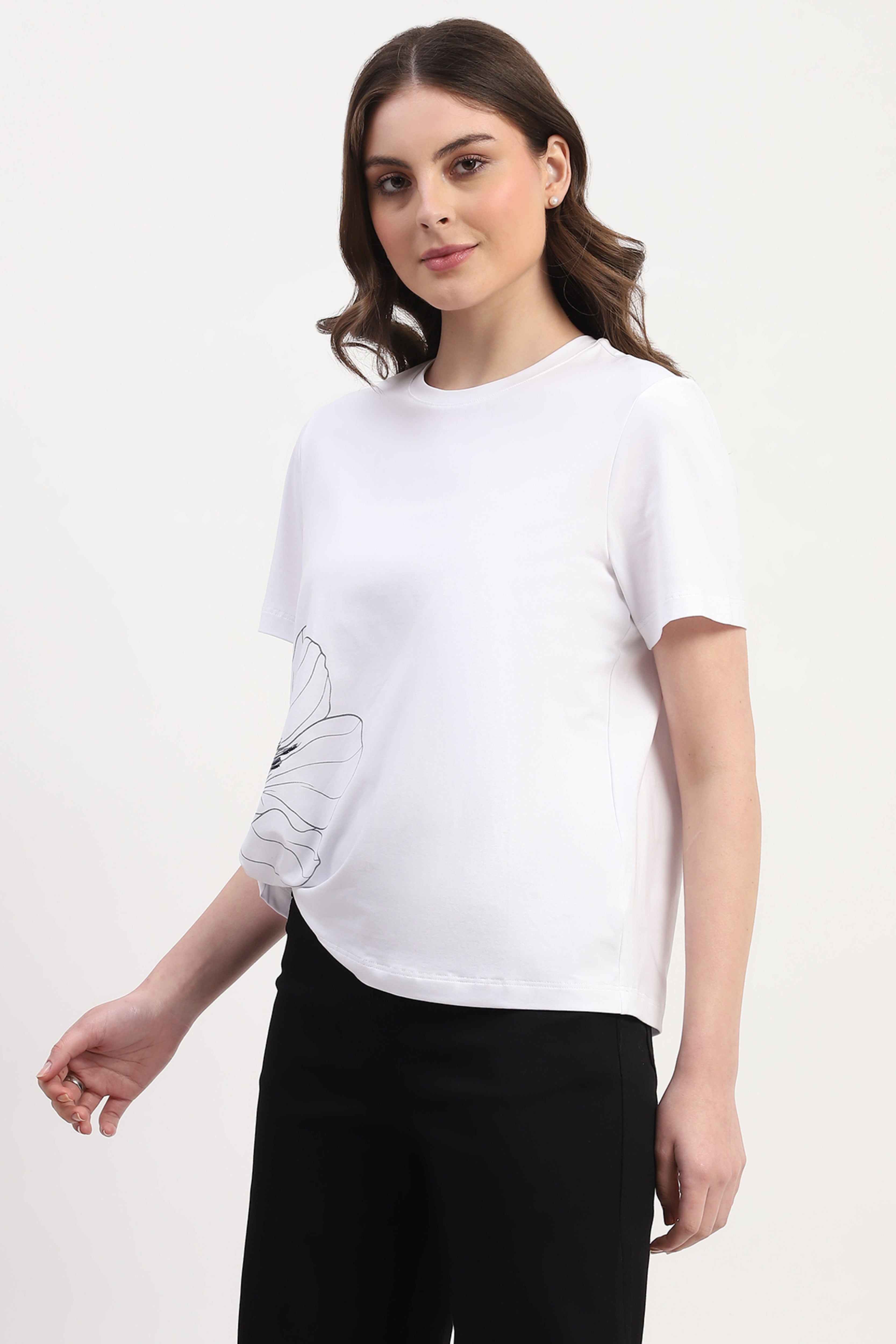 White Printed & Embellished Top