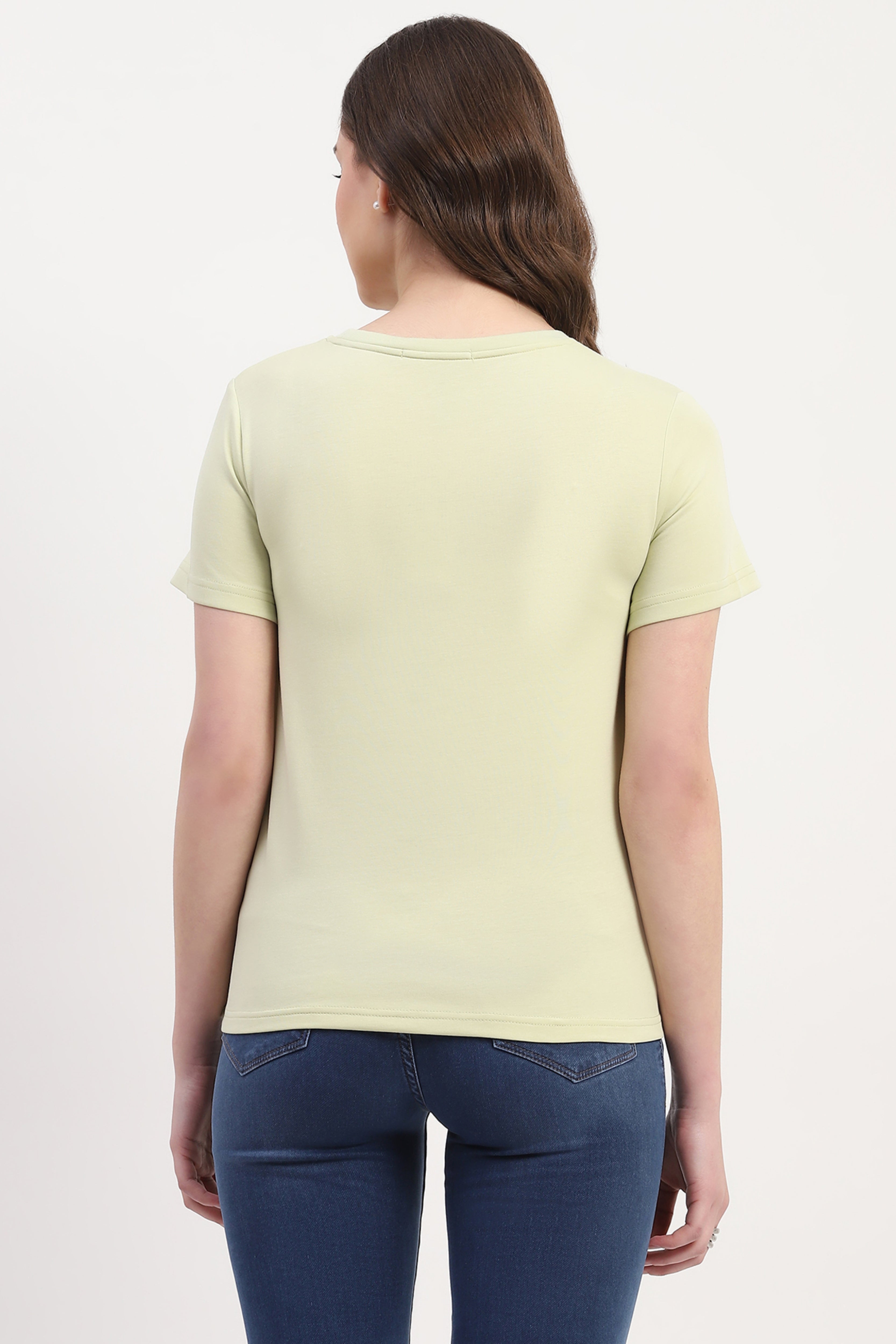 Green Cotton Blend Solid Top