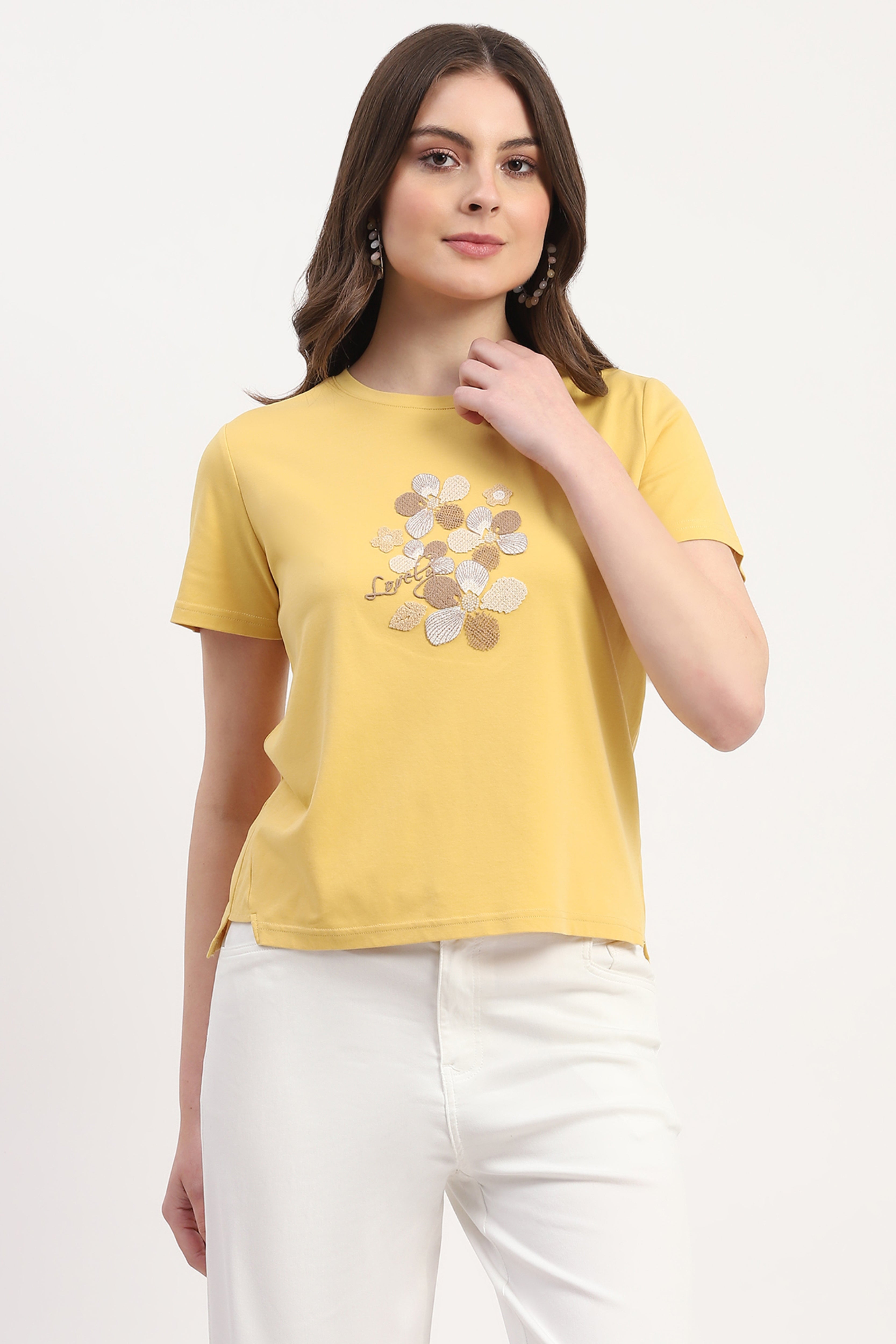 Yellow Embroidered Top