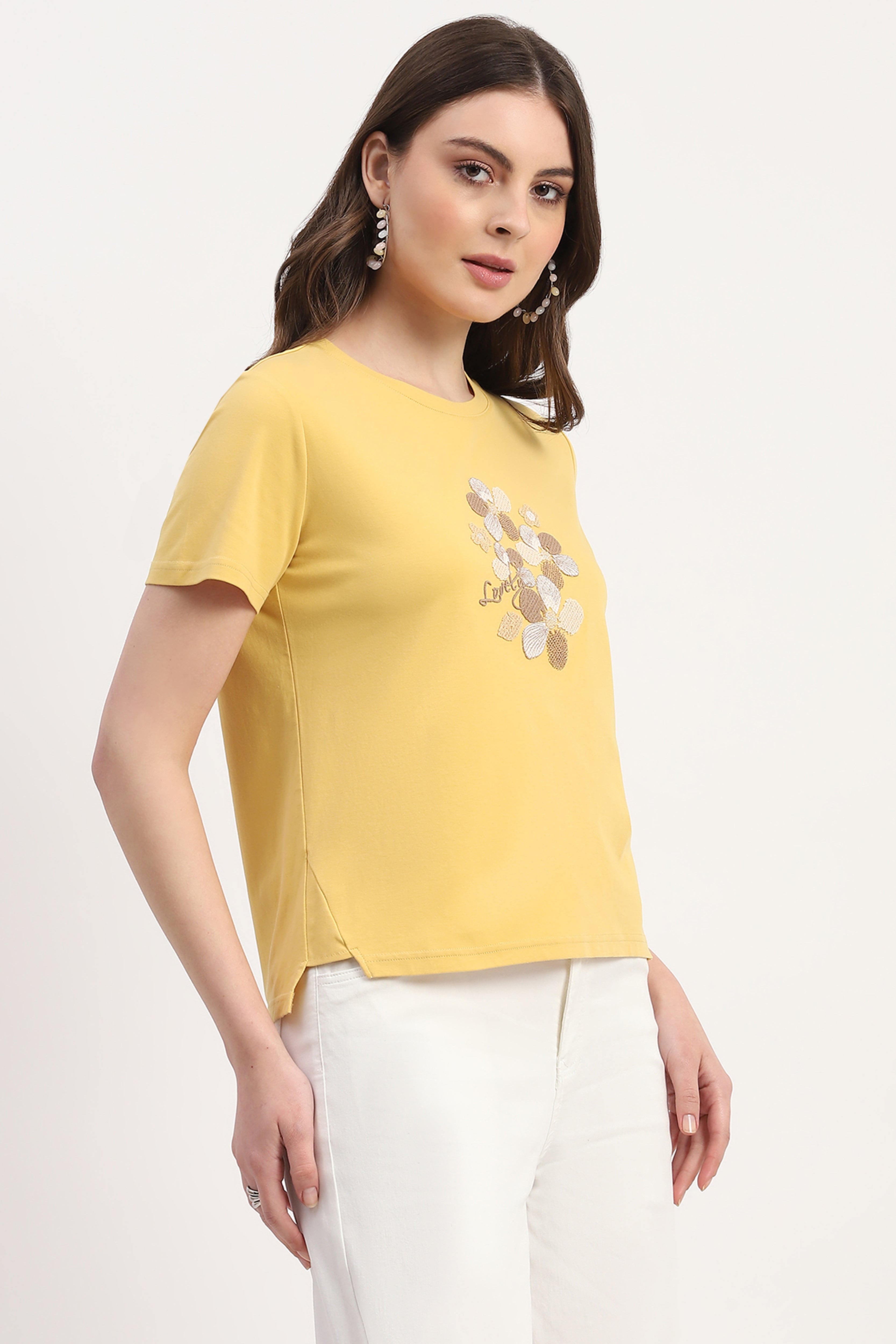 Yellow Embroidered Top