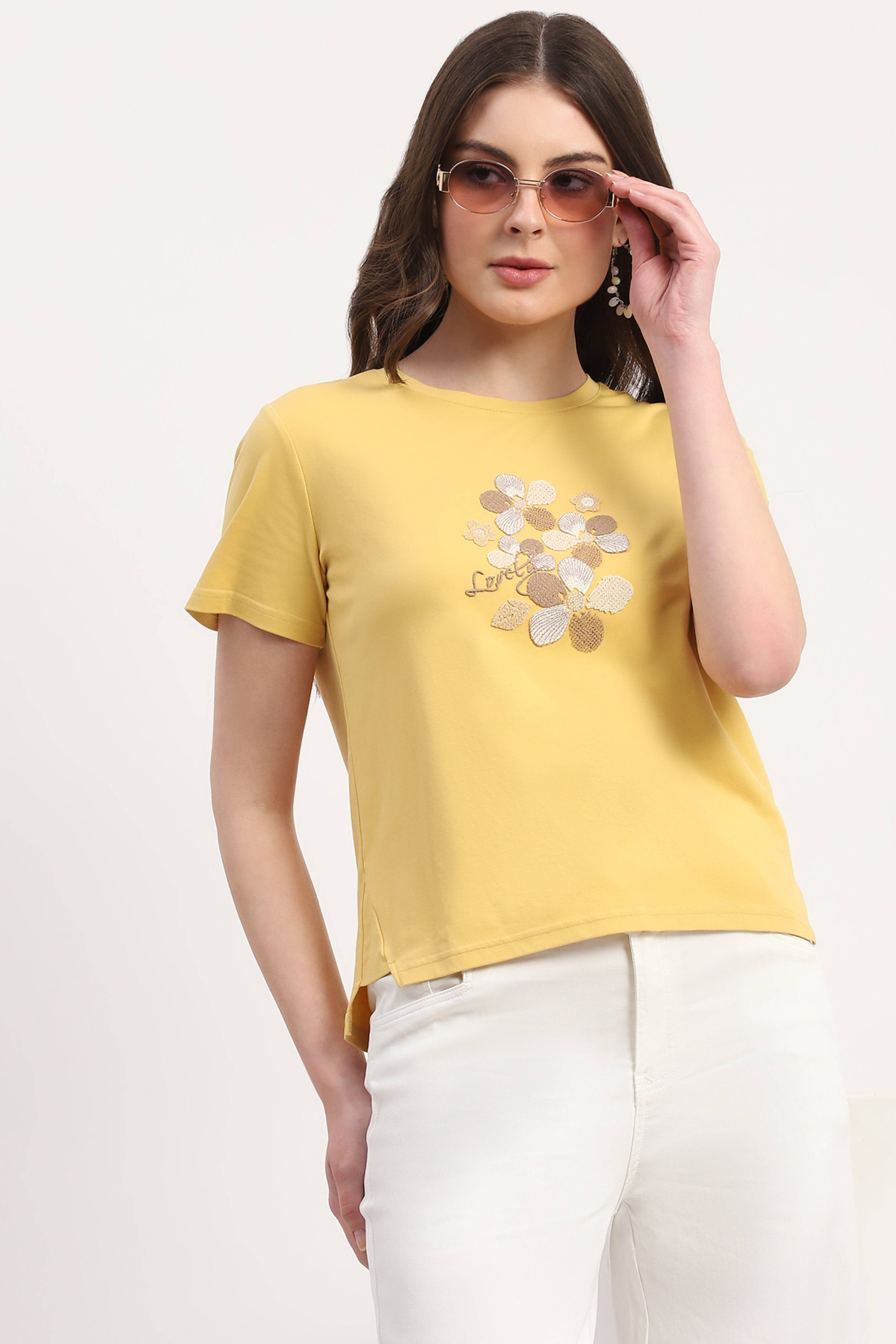 Yellow Embroidered Top