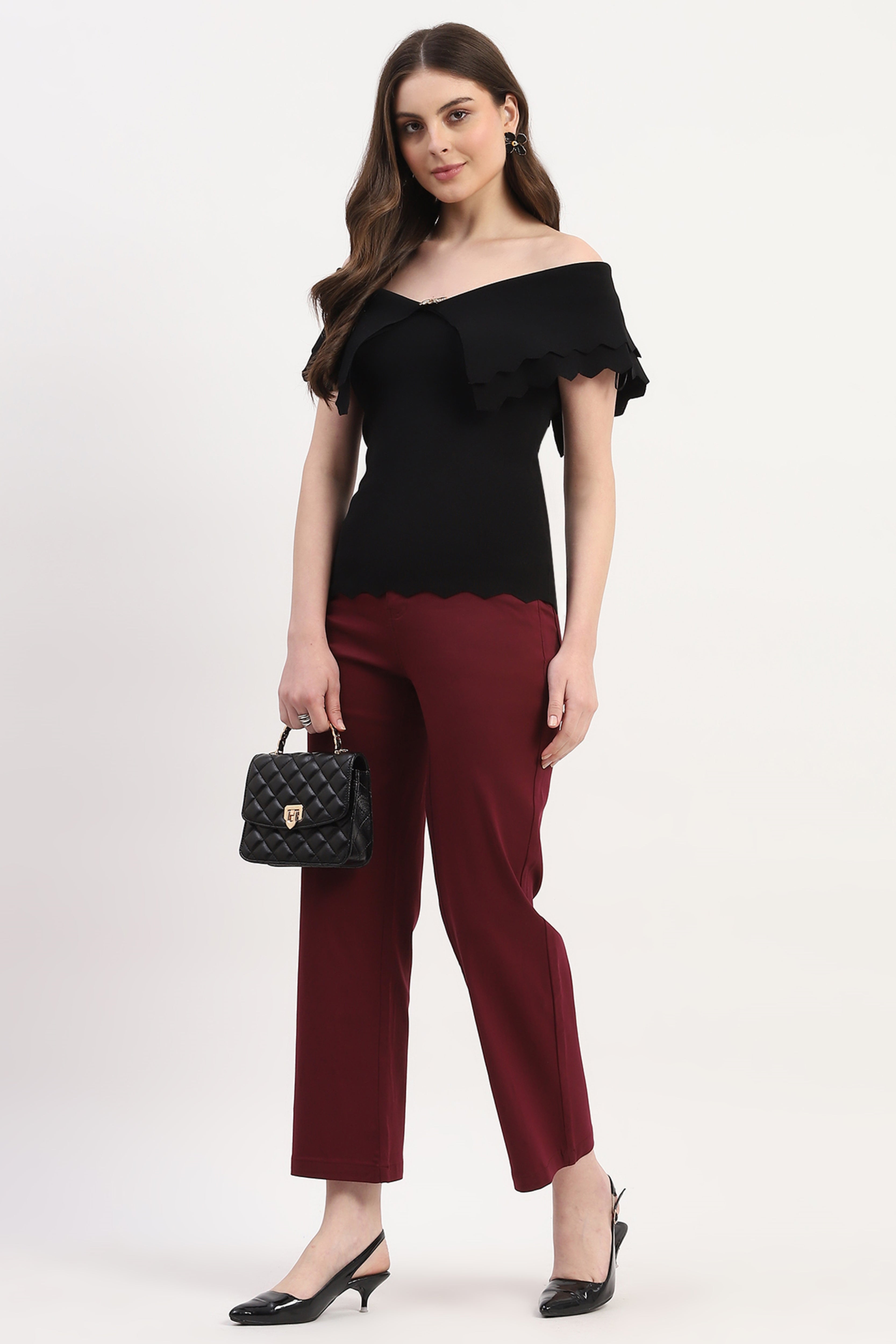 Black Viscose Blend Solid Top