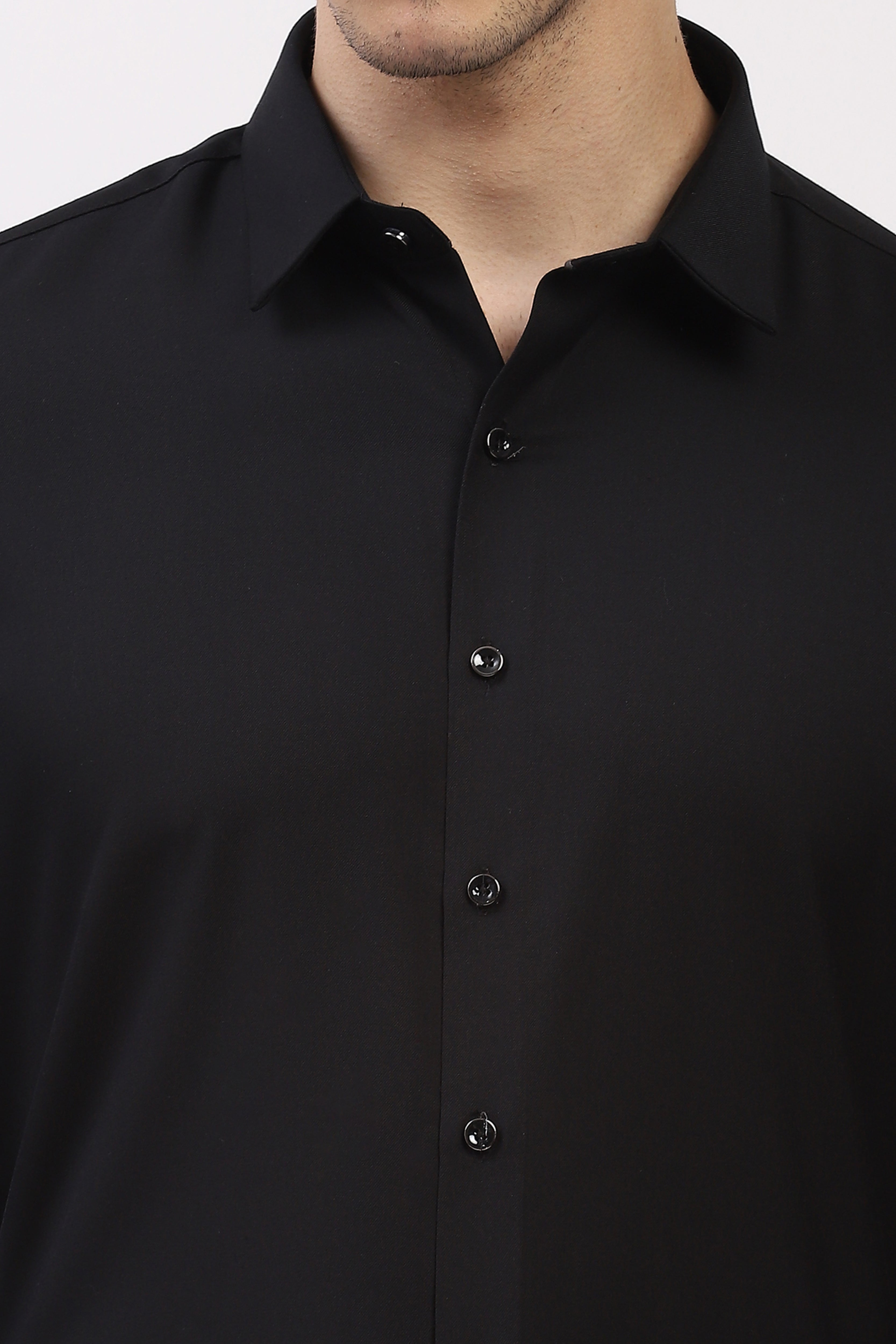 Classic Black Premium Cotton Blend Shirt