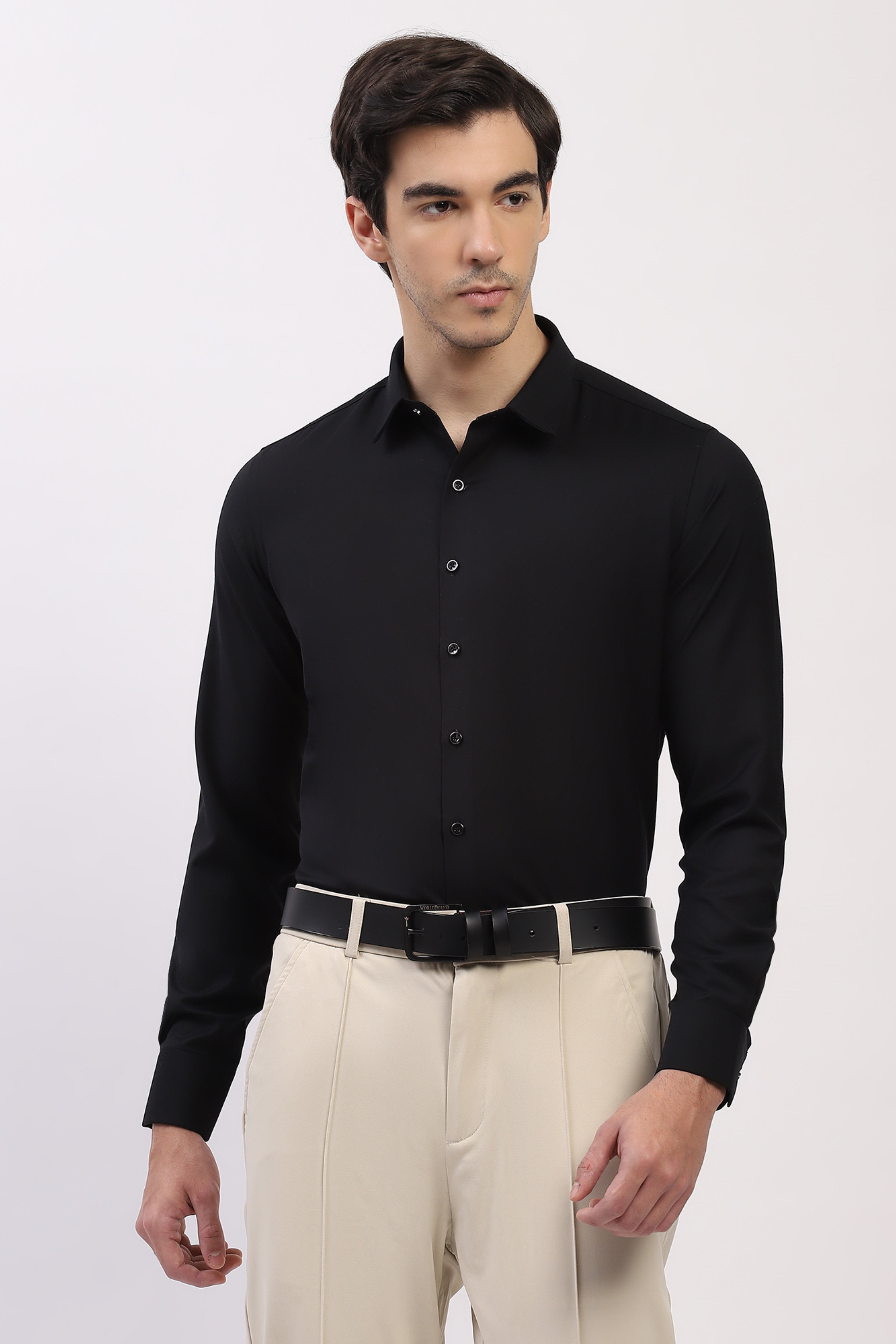 Classic Black Premium Cotton Blend Shirt