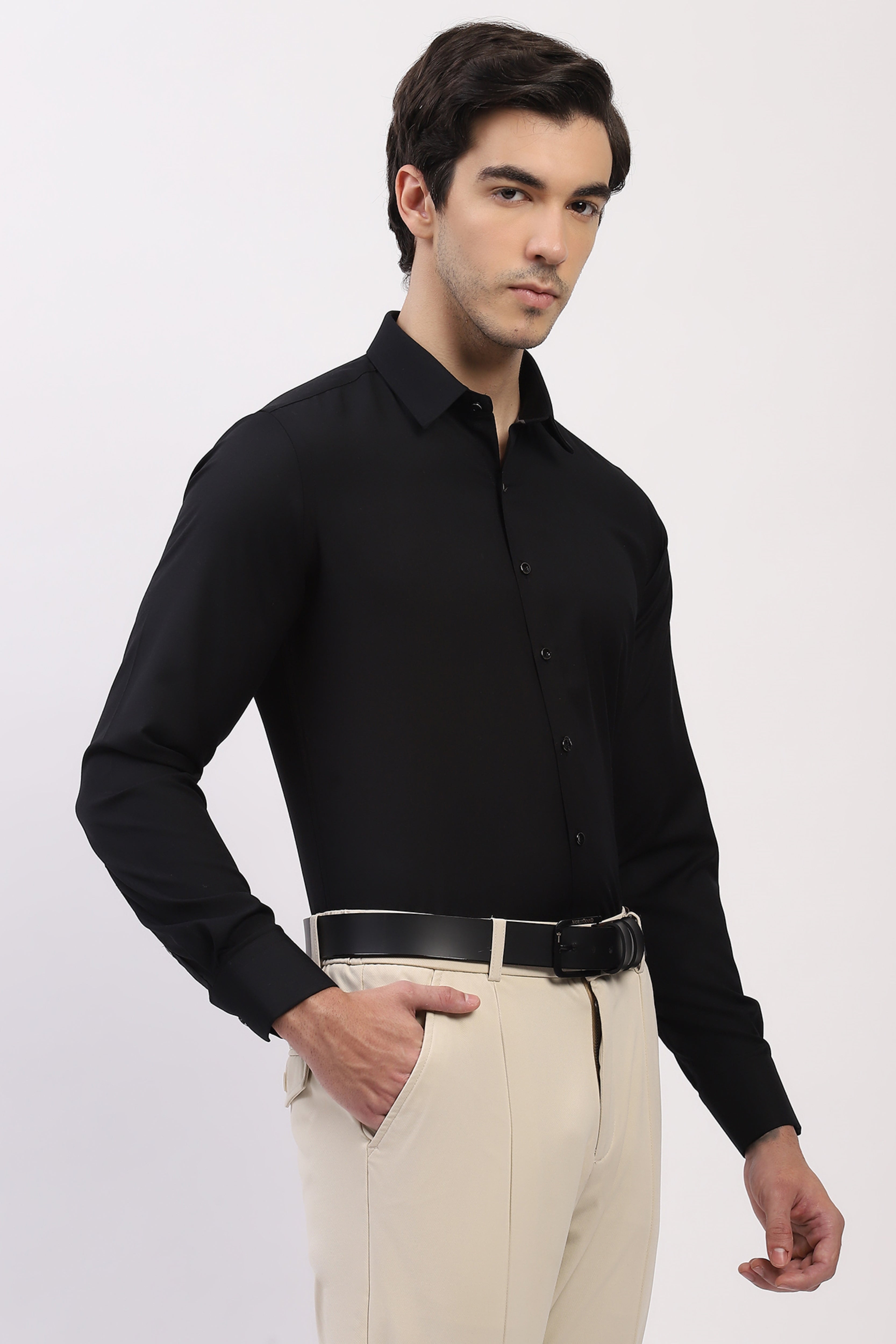 Classic Black Premium Cotton Blend Shirt