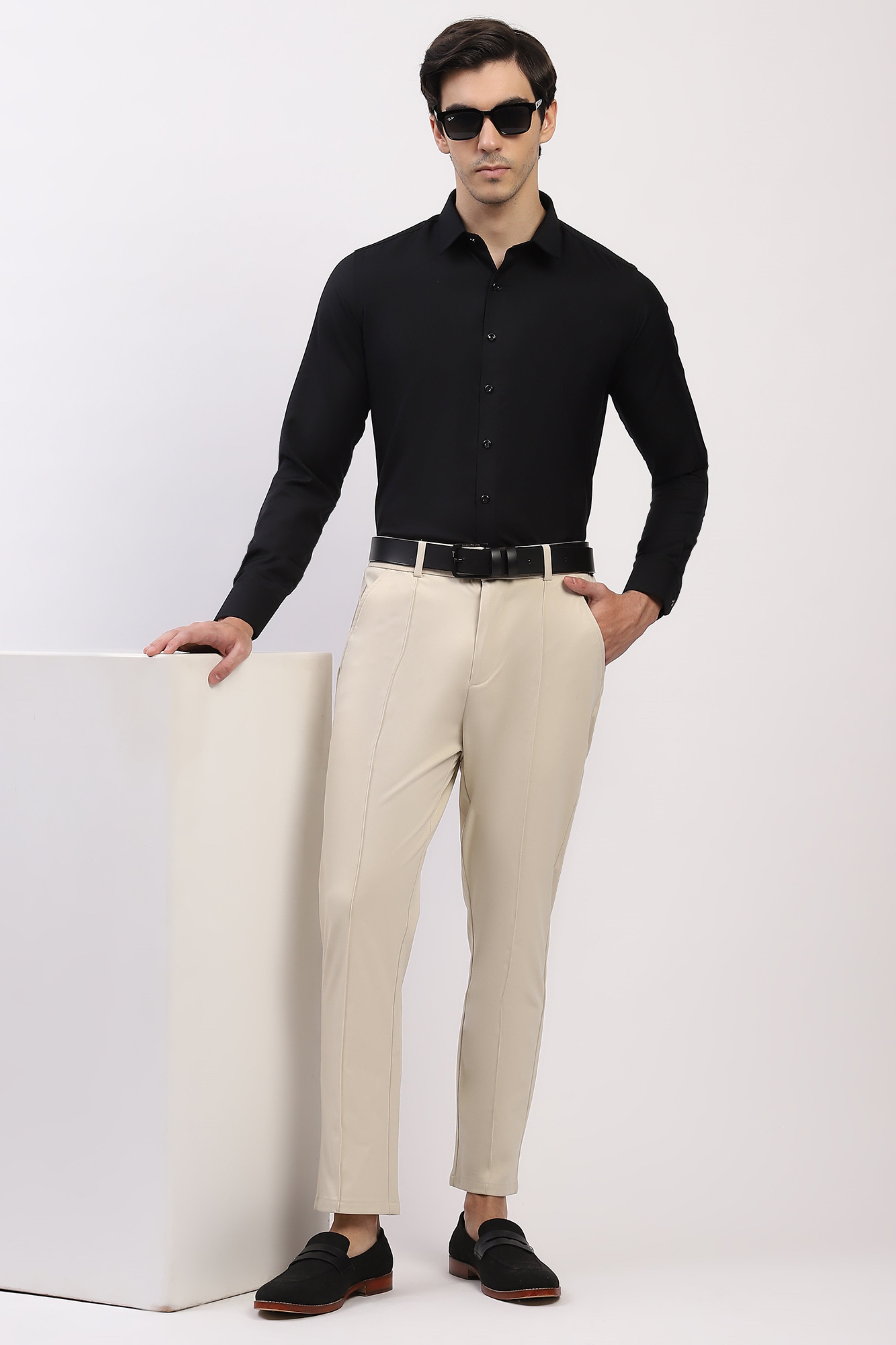 Classic Black Premium Cotton Blend Shirt
