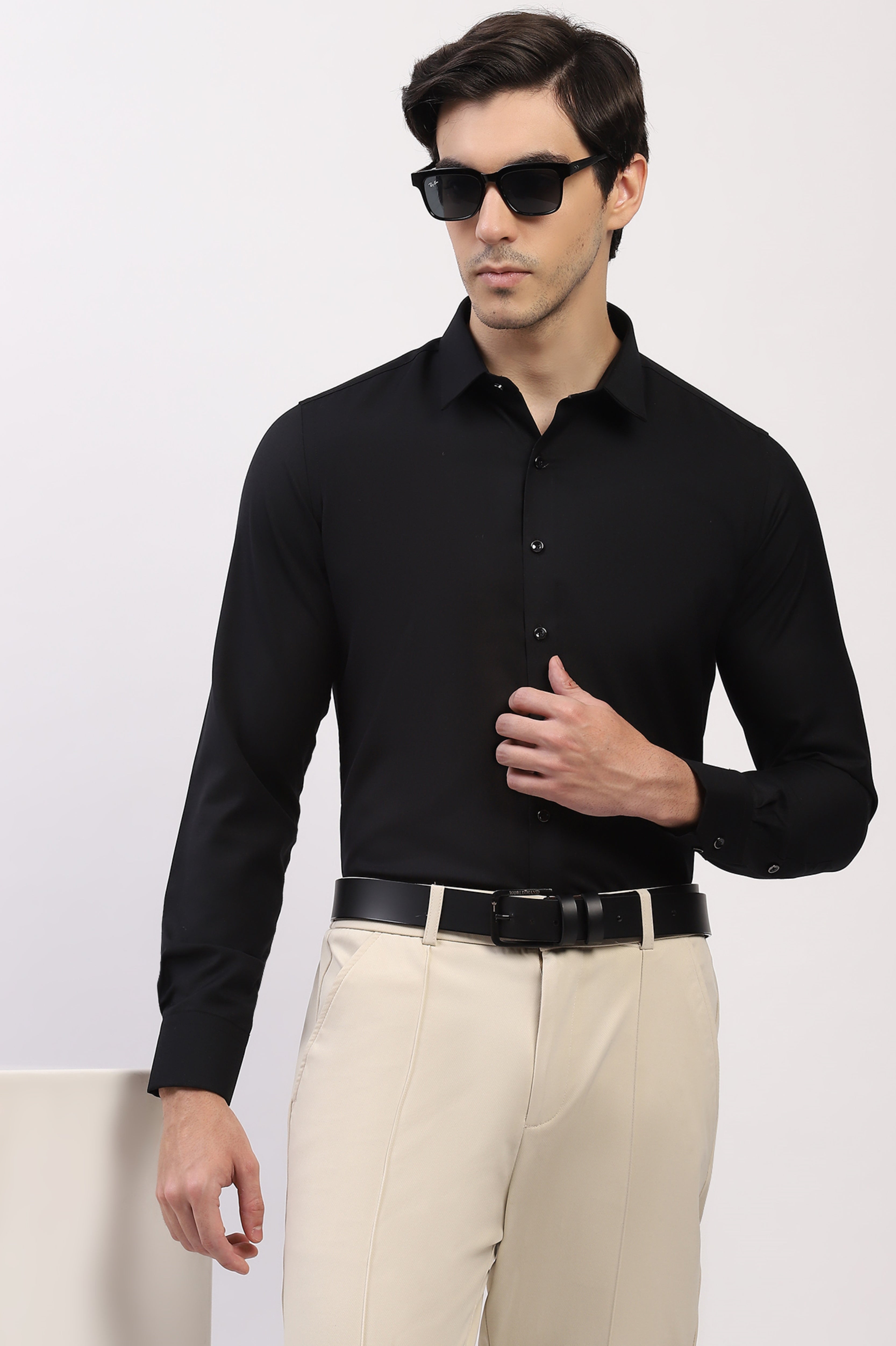 Classic Black Premium Cotton Blend Shirt