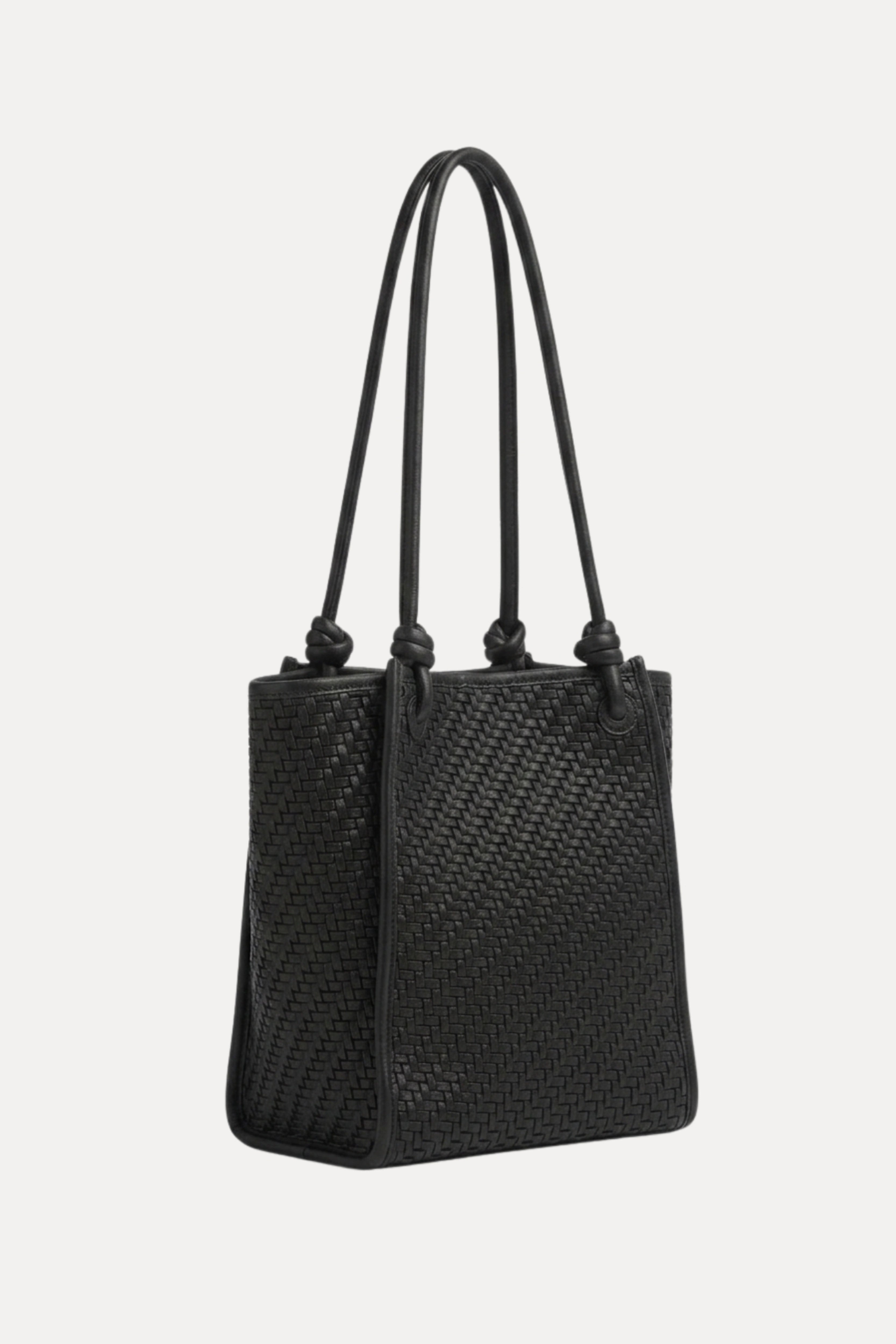 Midnight Black Braided Shoulder Bag