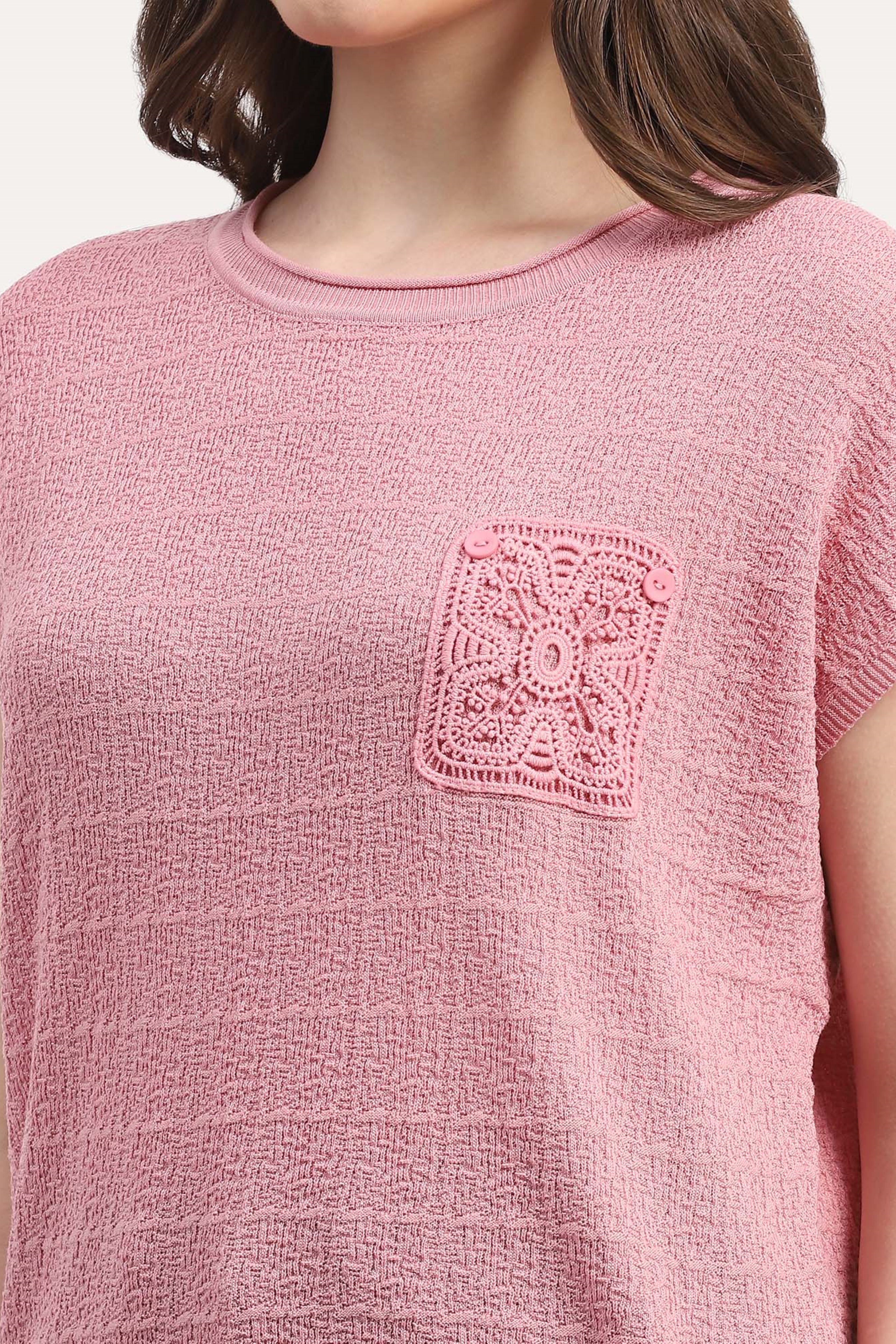 Pink Viscose Blend Textured Top
