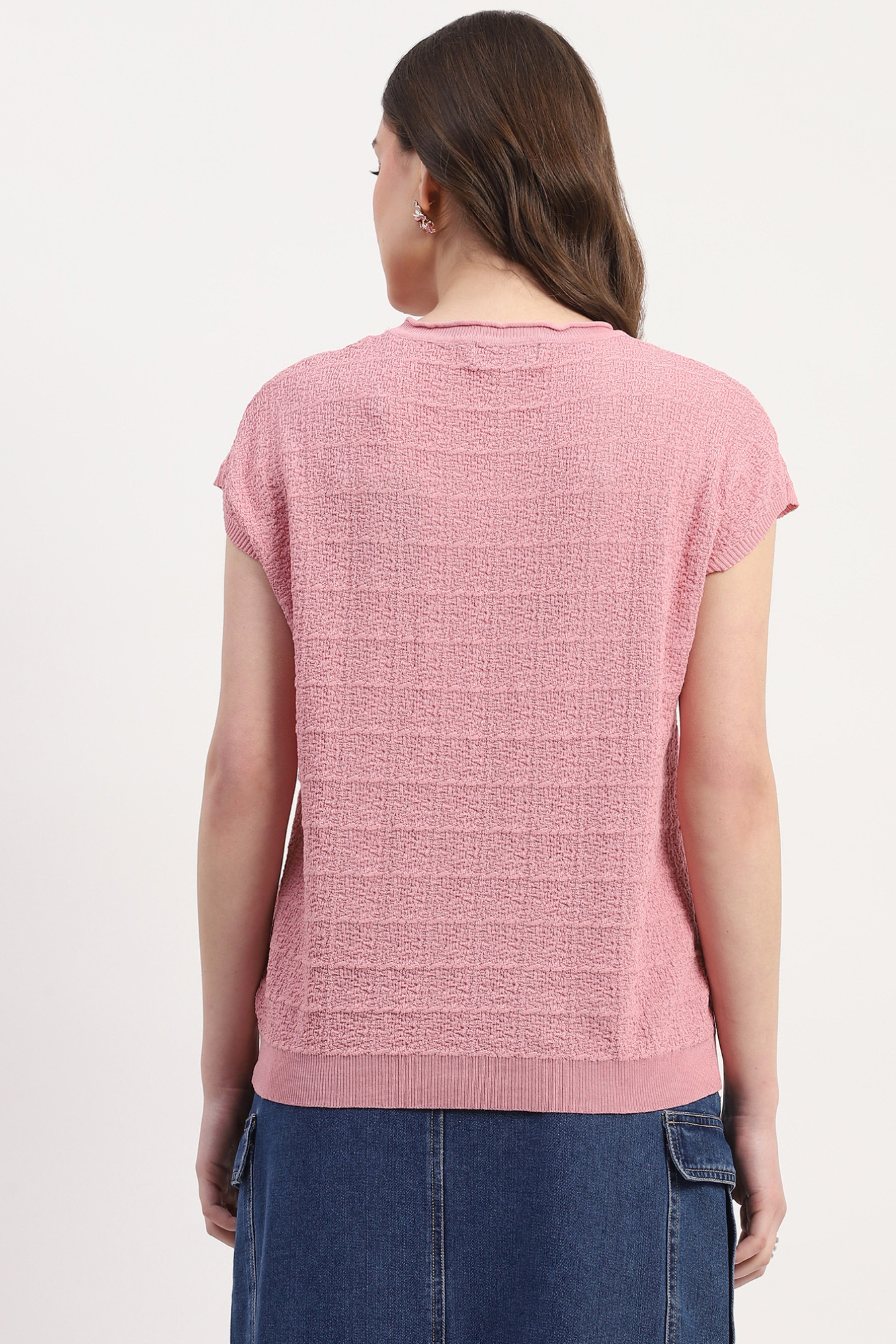 Pink Viscose Blend Textured Top