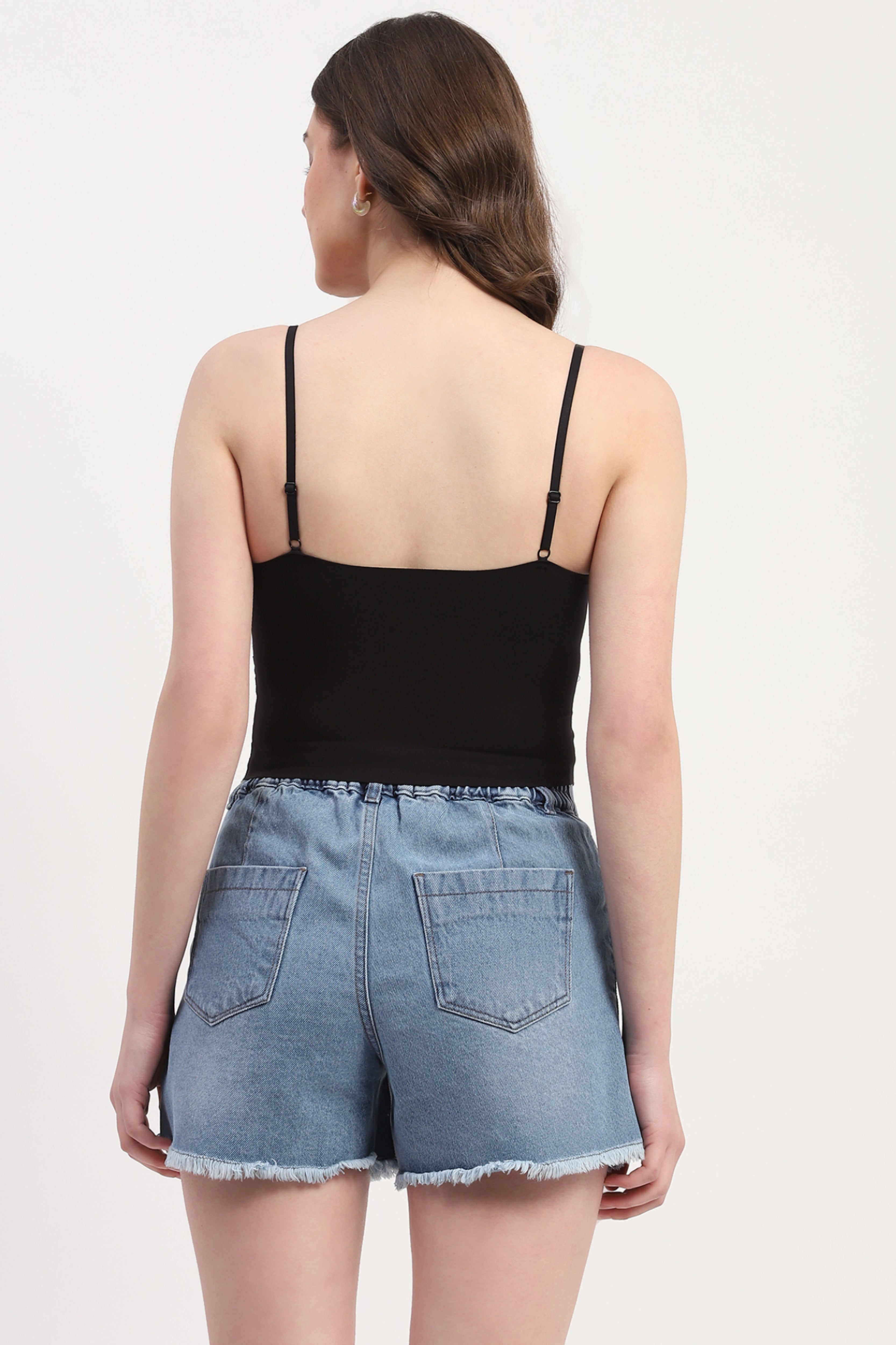 Black Nylon Spandex Solid Bralette