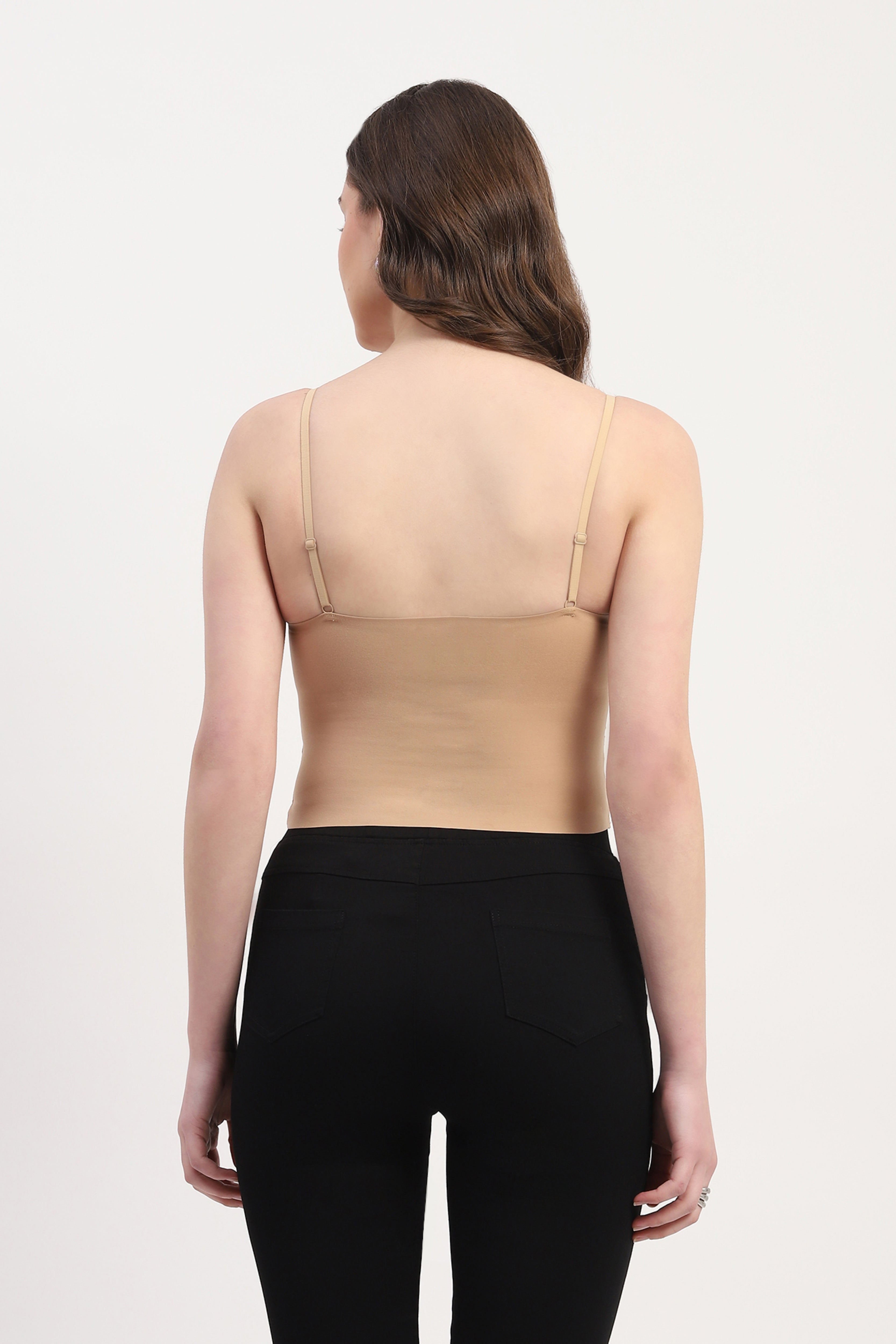 Beige Nylon Spandex Solid Bralette