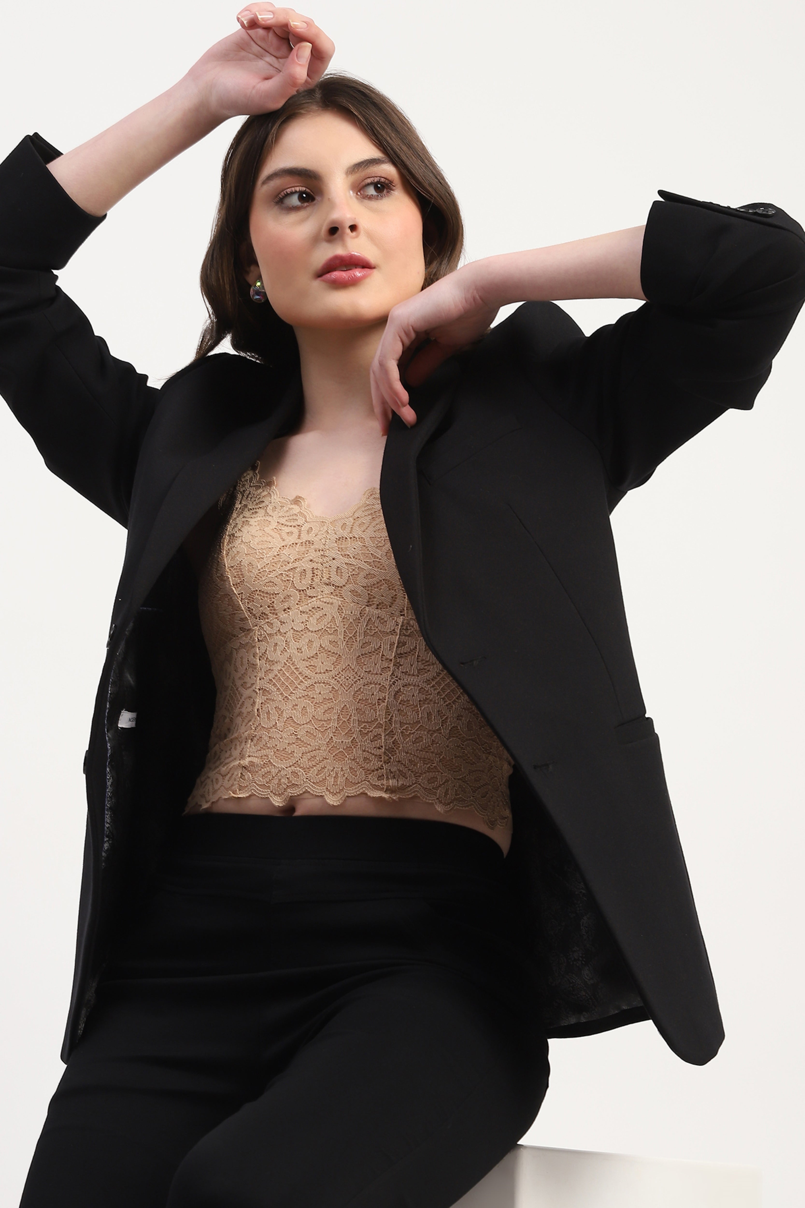 Beige Nylon Spandex Solid Bralette