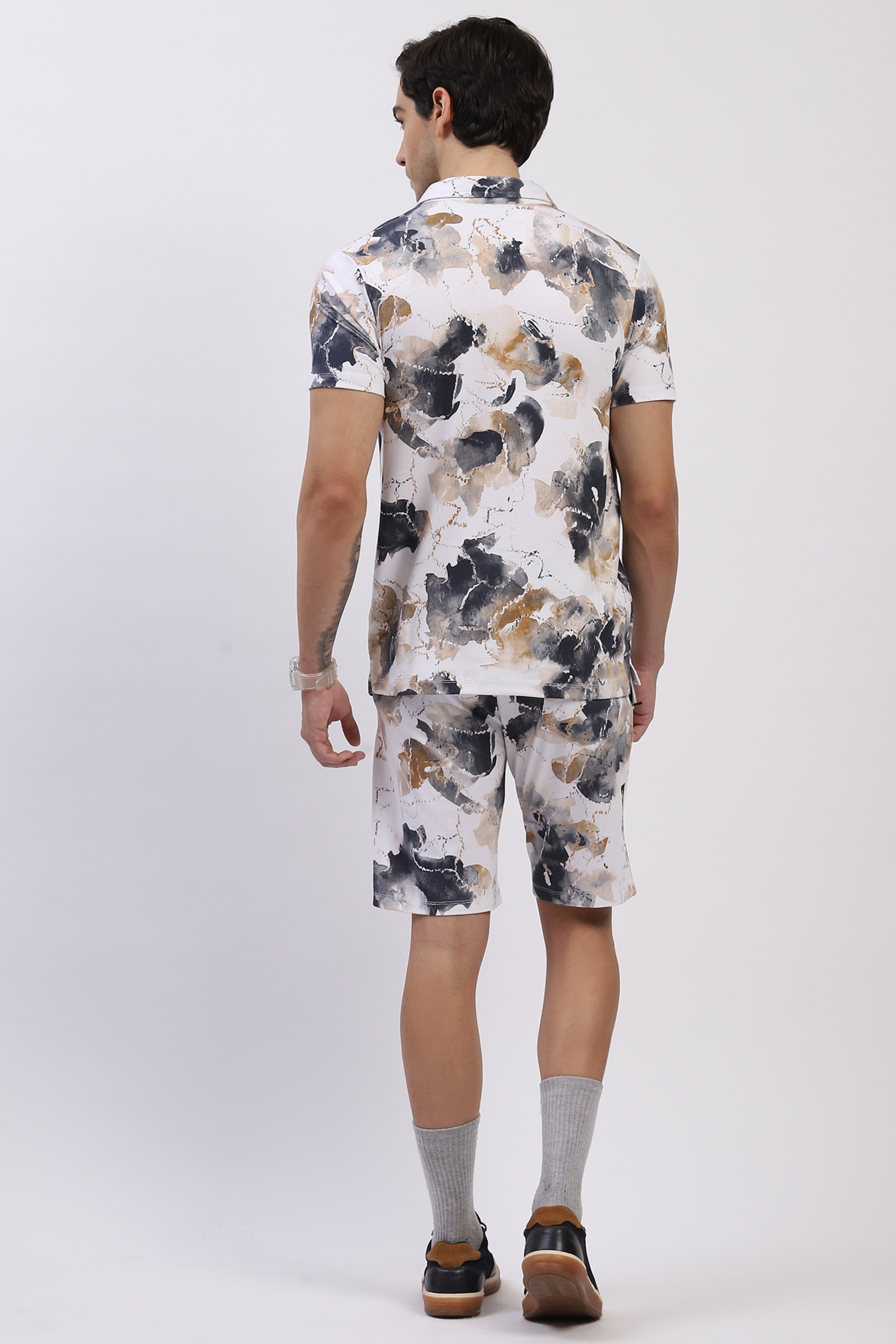 White Abstract Print Co-ord Set