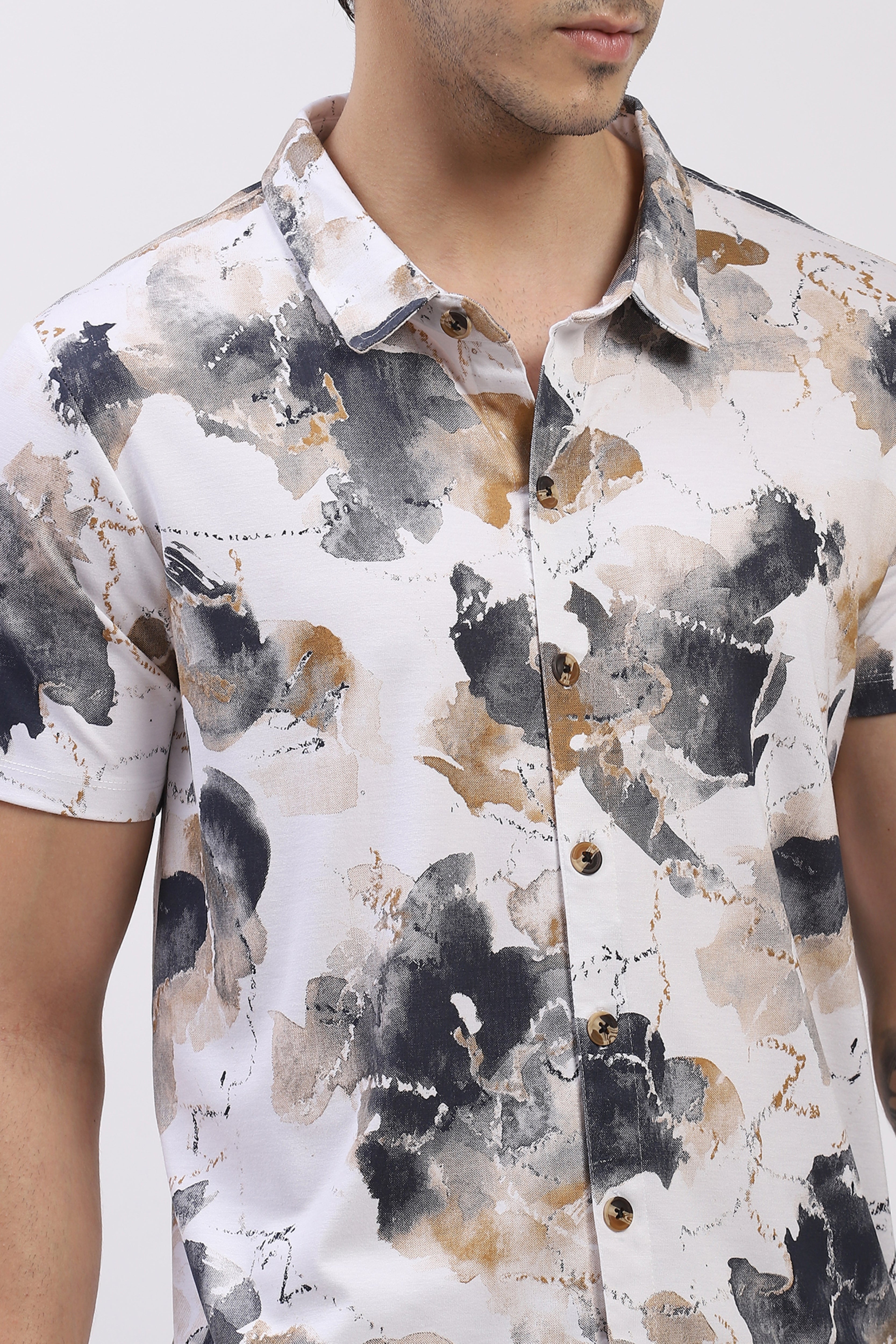 White Abstract Print Co-ord Set