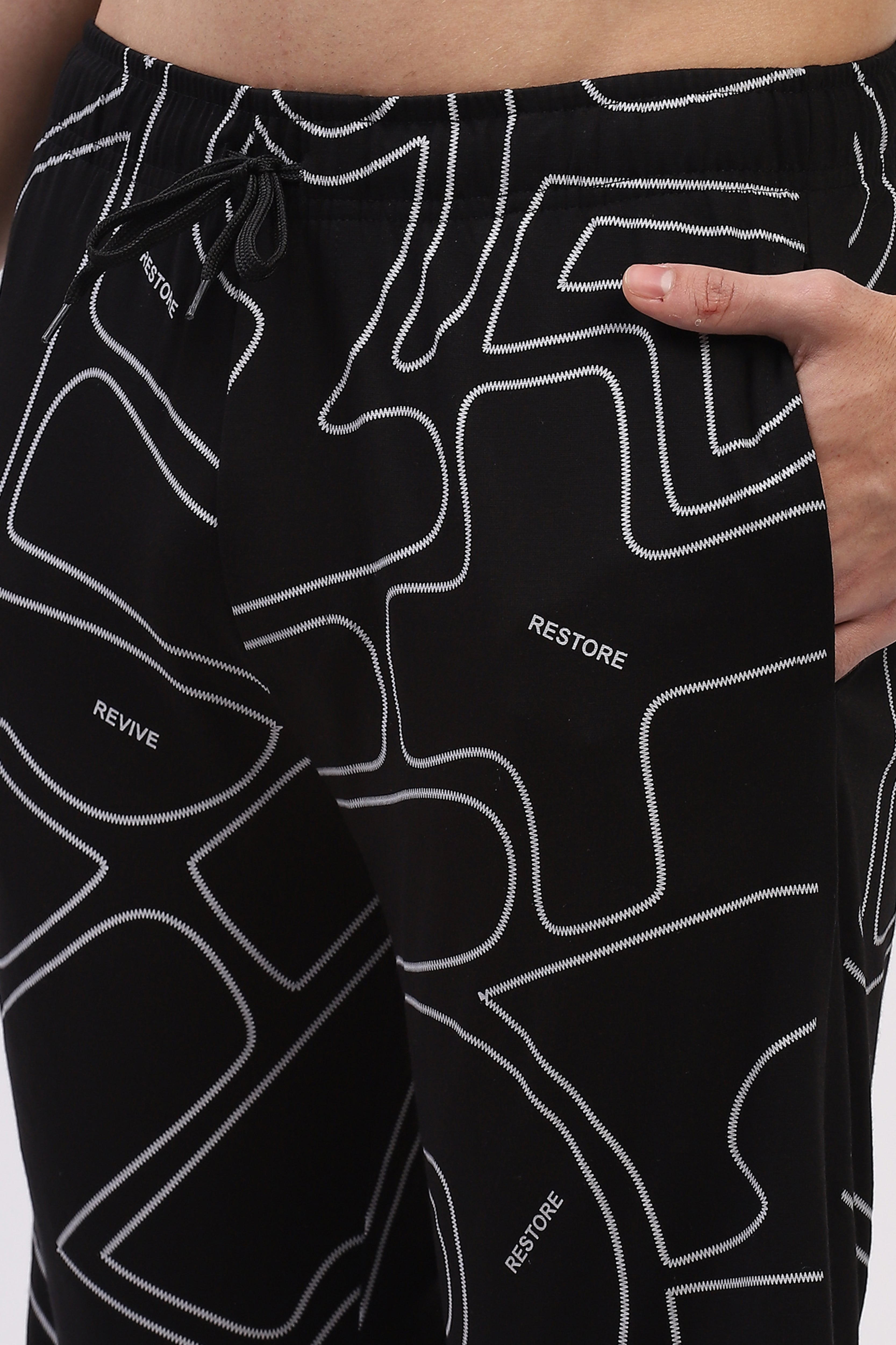 Black Abstract Print “Renew” Co-Ord Set