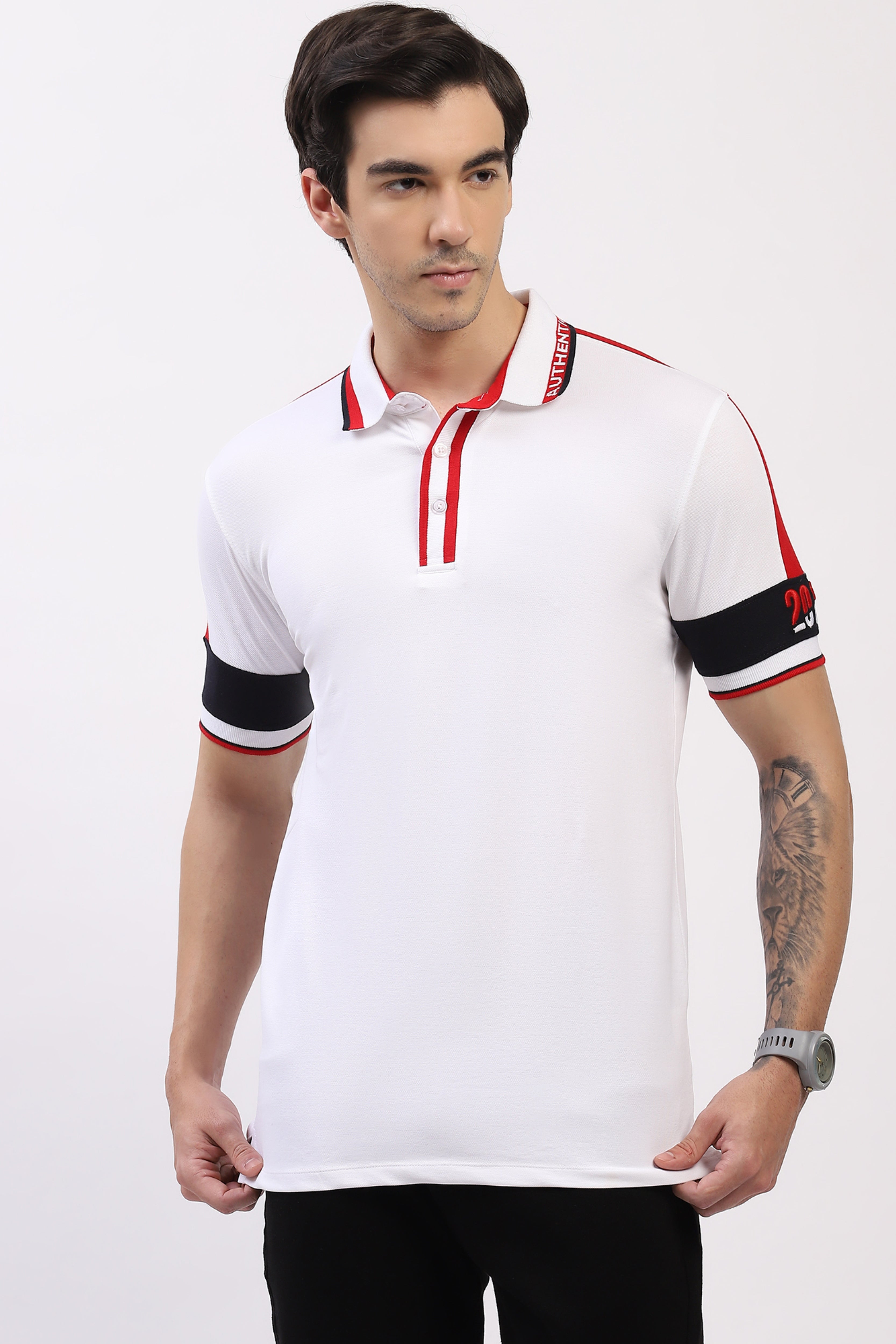 White Colorblock Polo T-Shirt