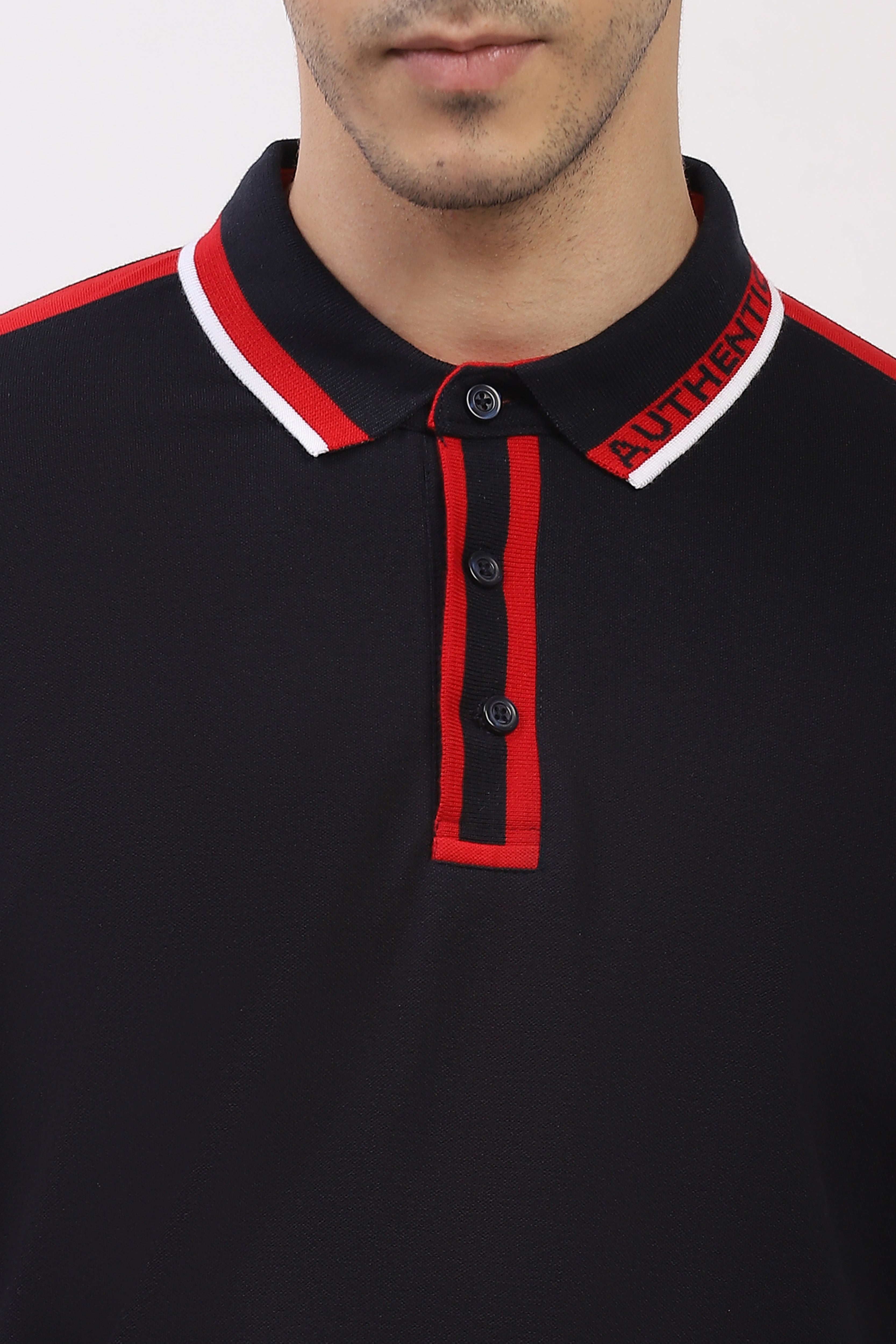 Navy Colorblock Polo T-Shirt