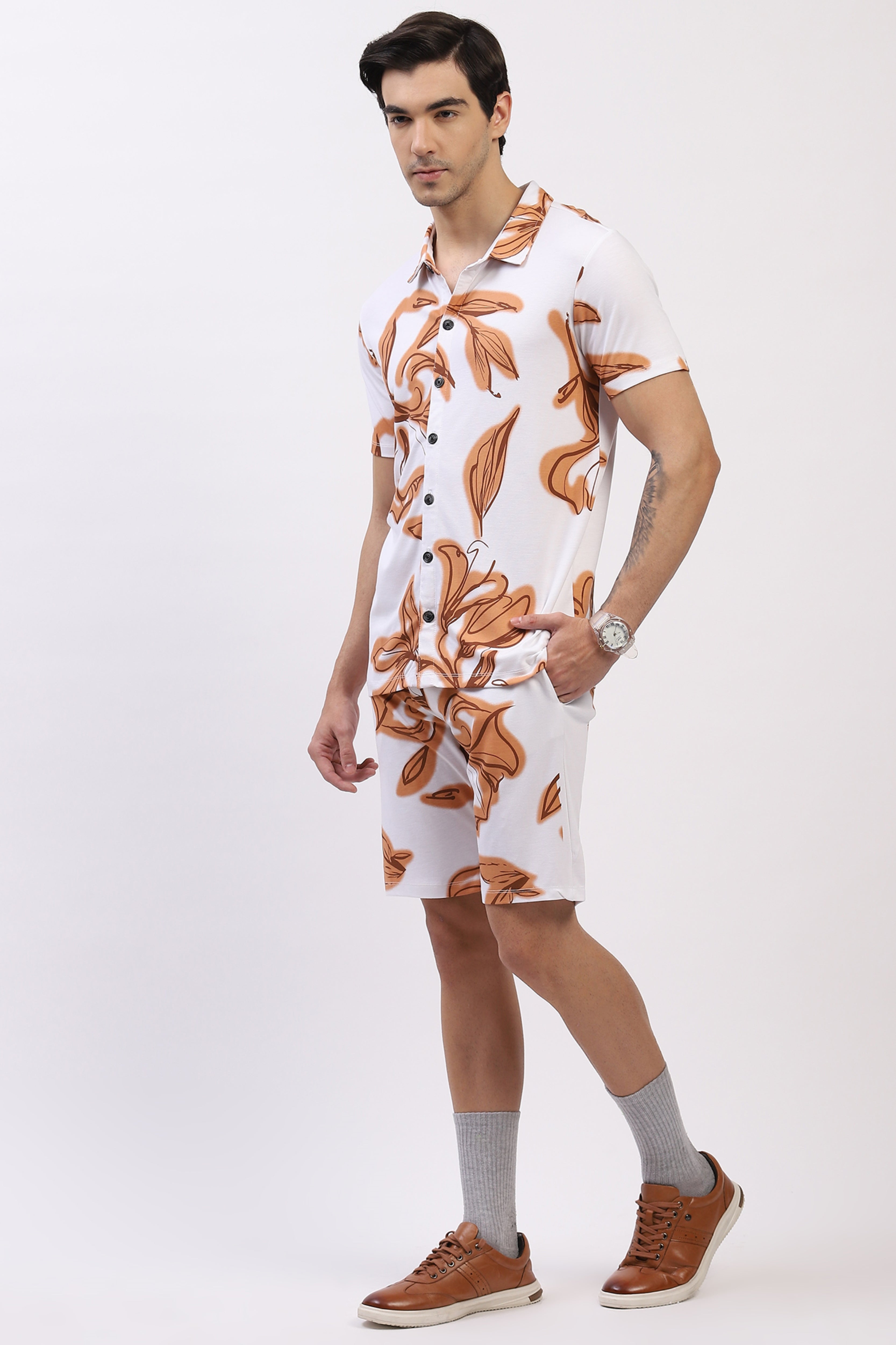 Brown Abstract Print Co-ord Set