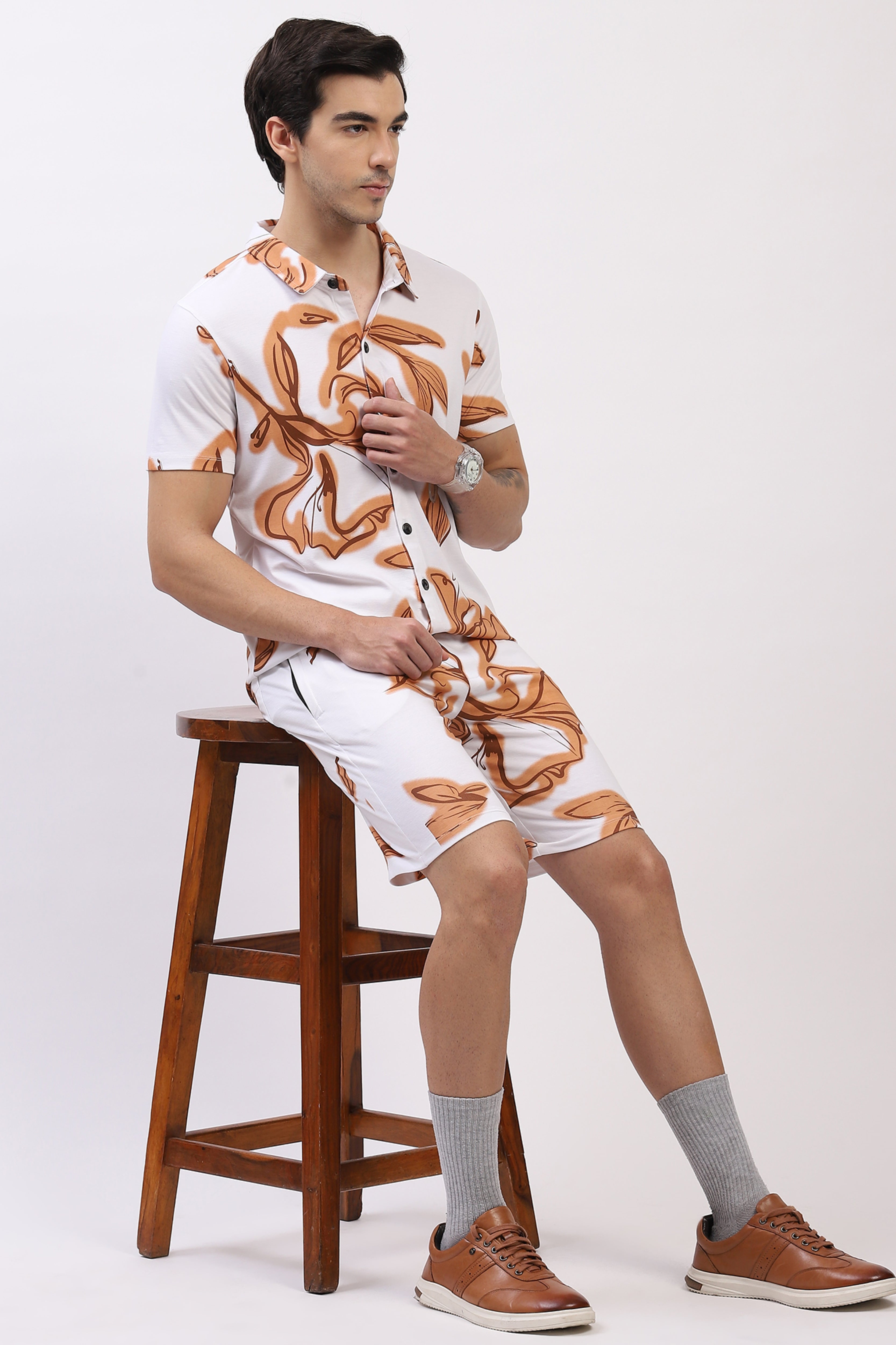 Brown Abstract Print Co-ord Set