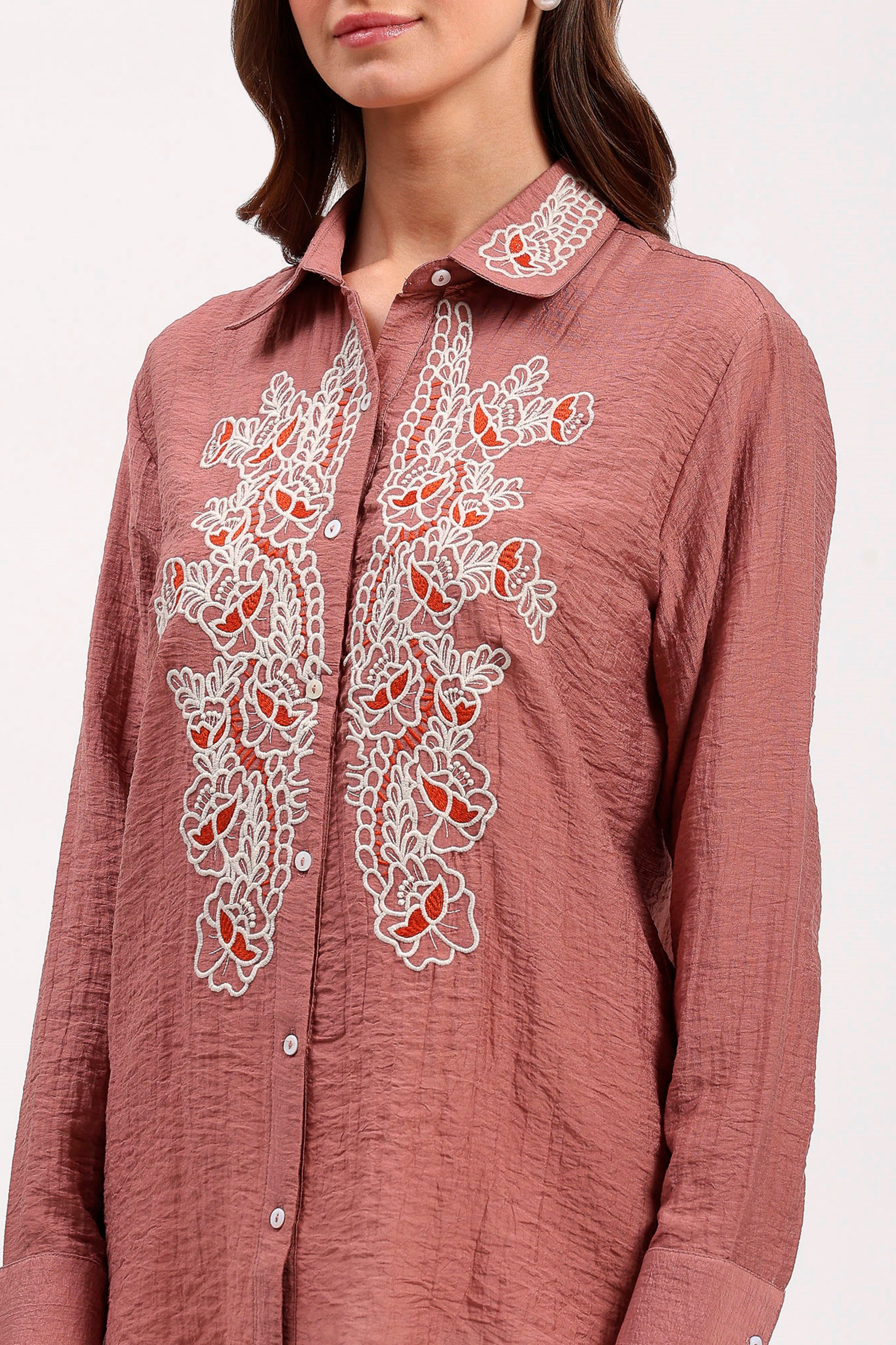 Pink Embroidered Shirt