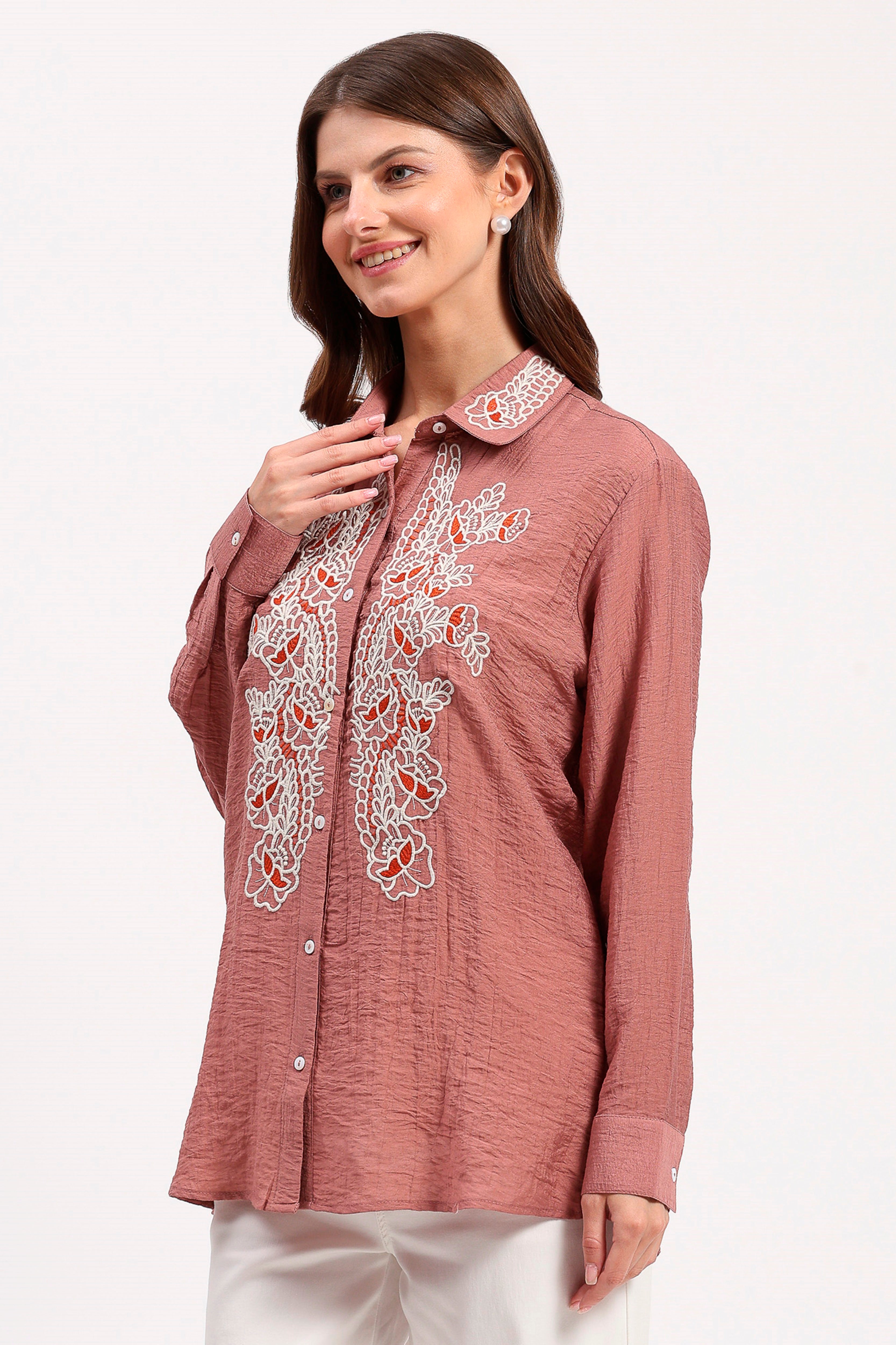 Pink Embroidered Shirt