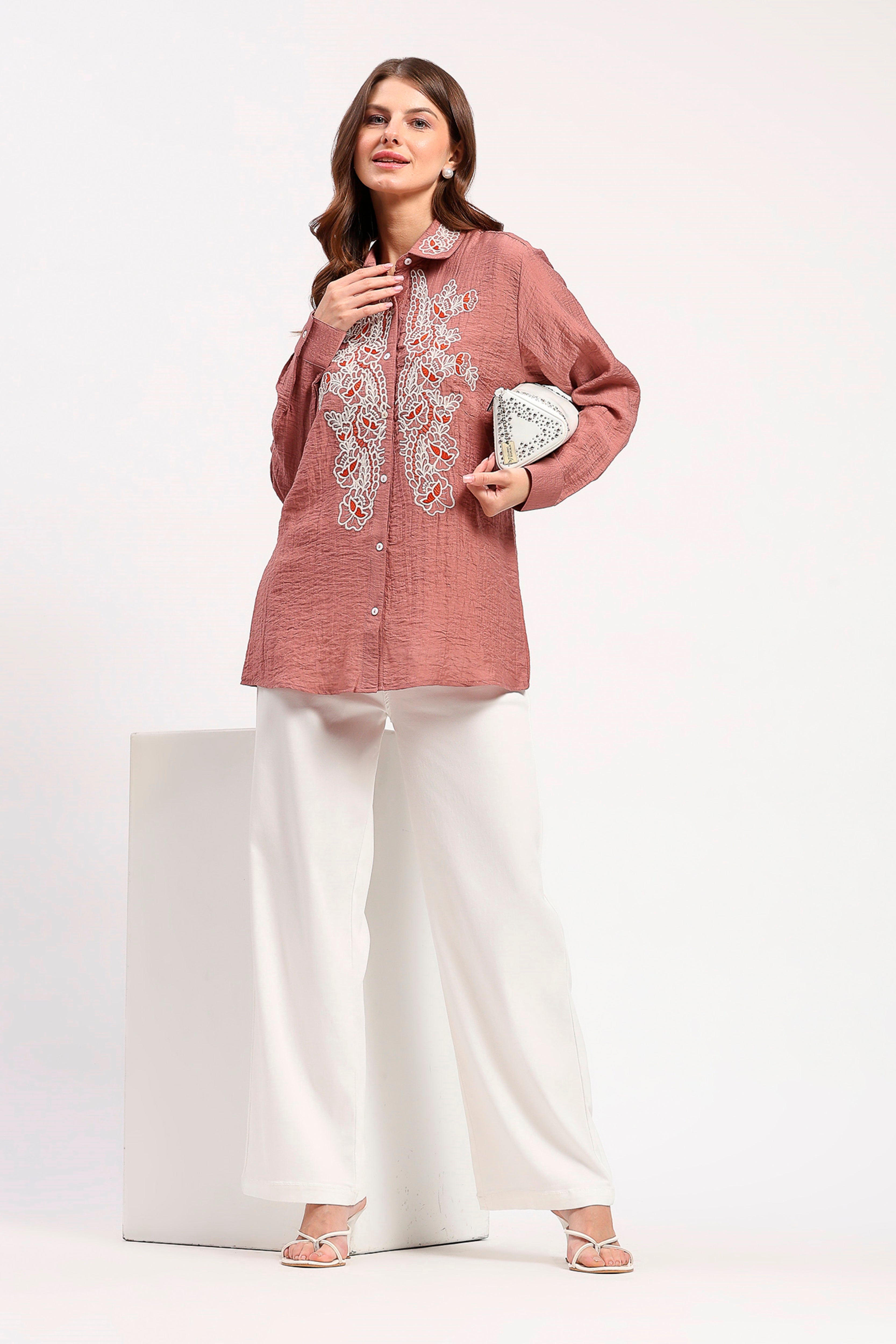 Pink Embroidered Shirt