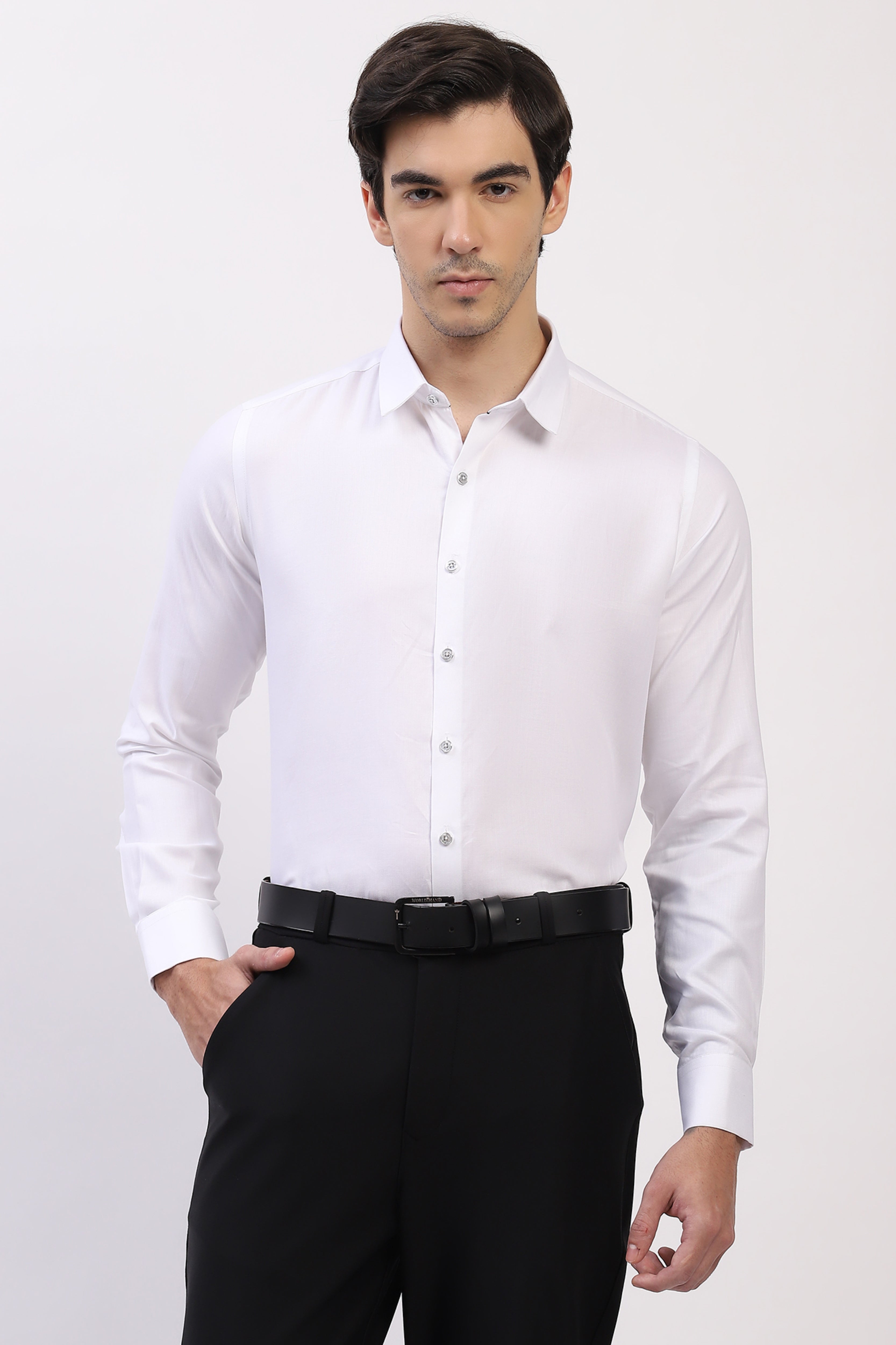 Classic White Self-Design Formal Shirt