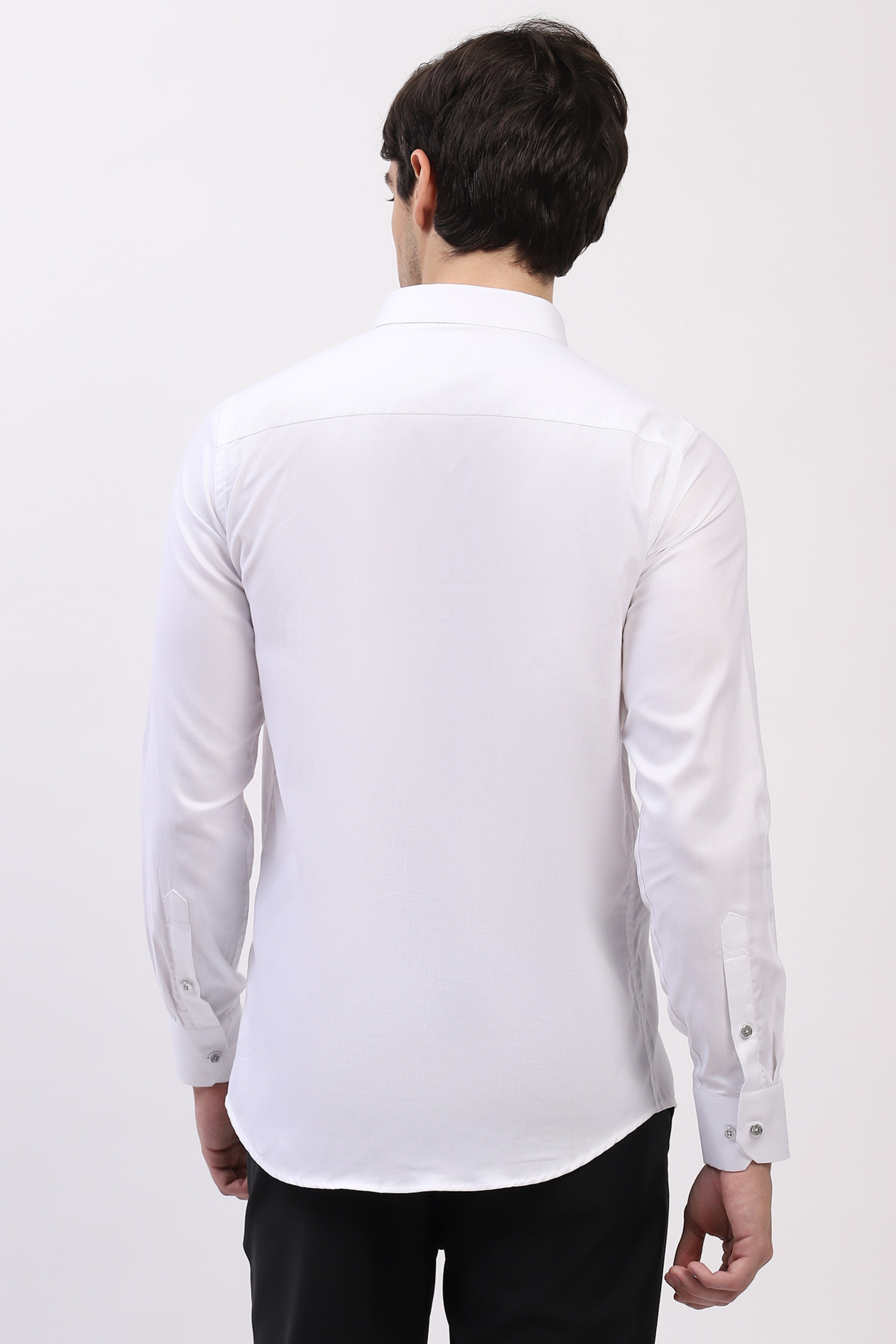 Classic White Self-Design Formal Shirt