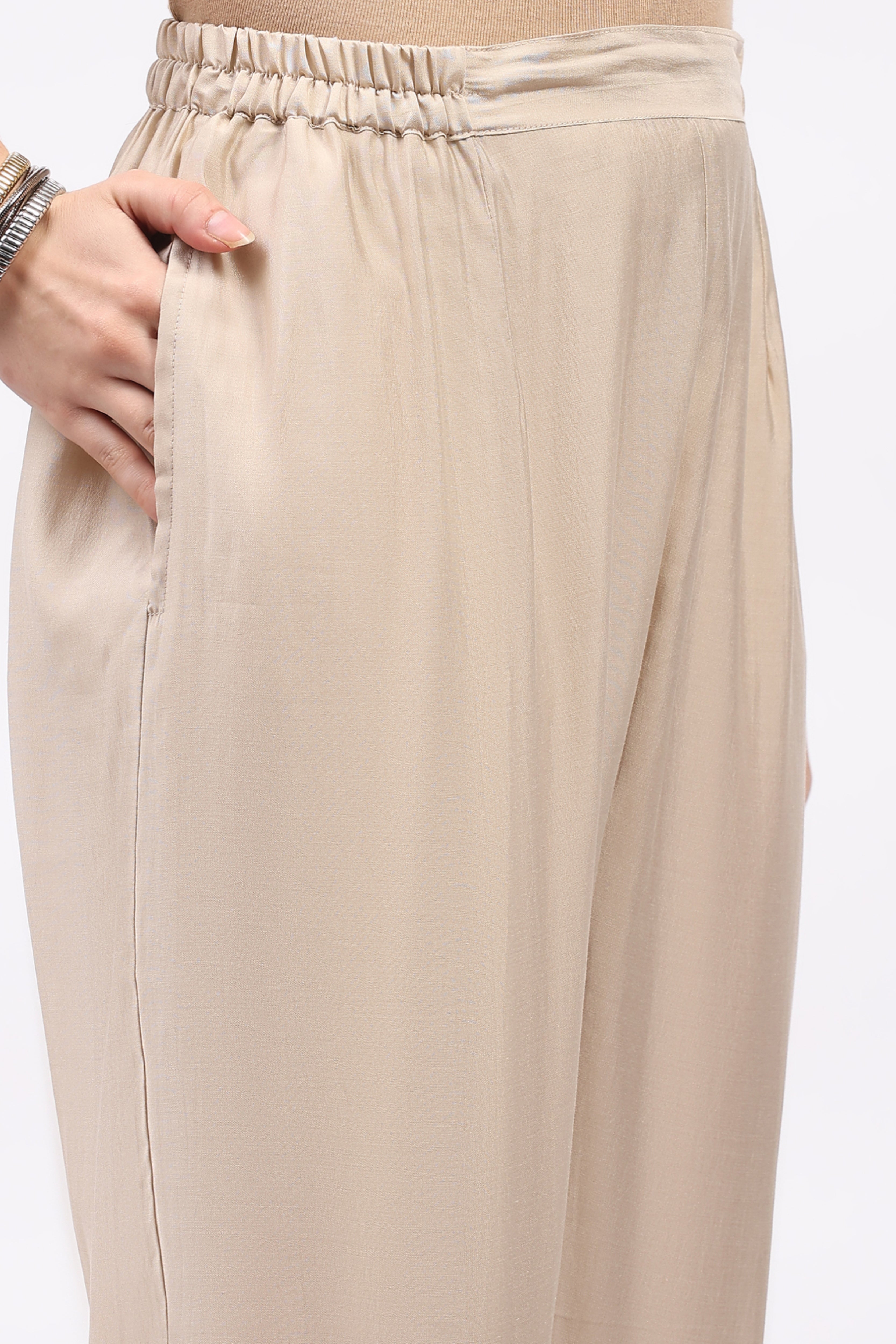 Light Beige Embroidered Muslin Kurta Set