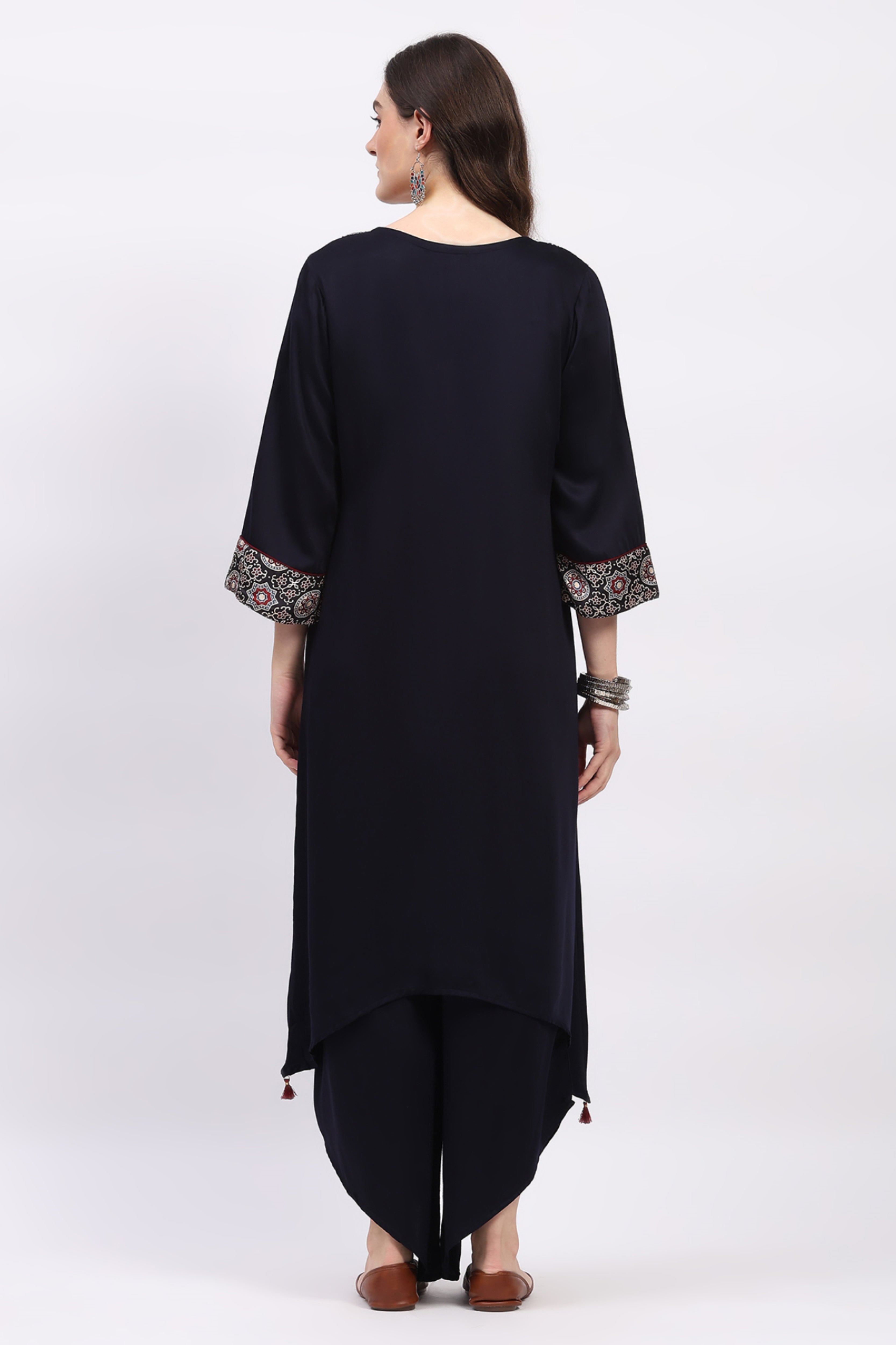 Navy Blue Ajrakh Kurta Set