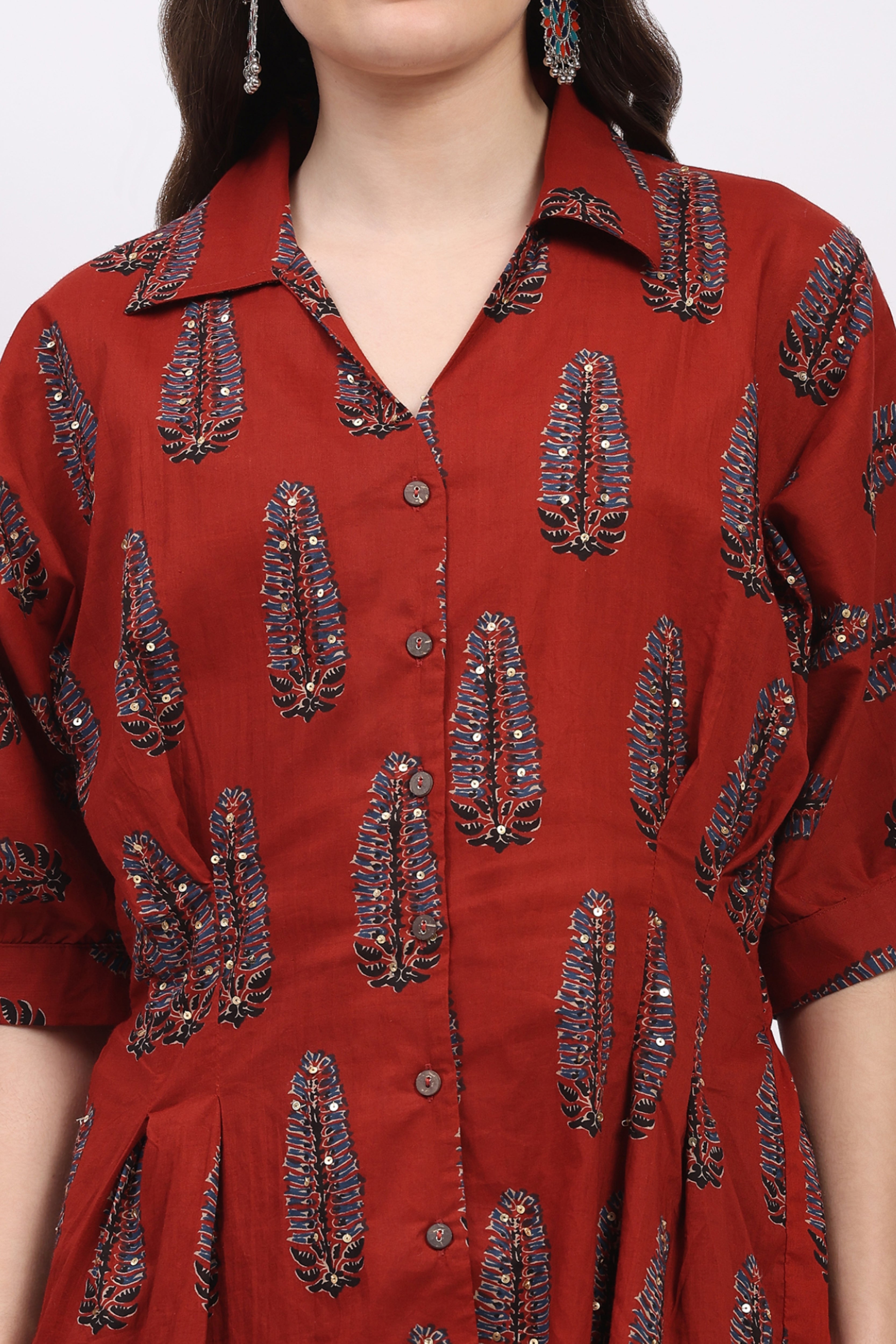 Rust Ethnic Motif Co-ord Set