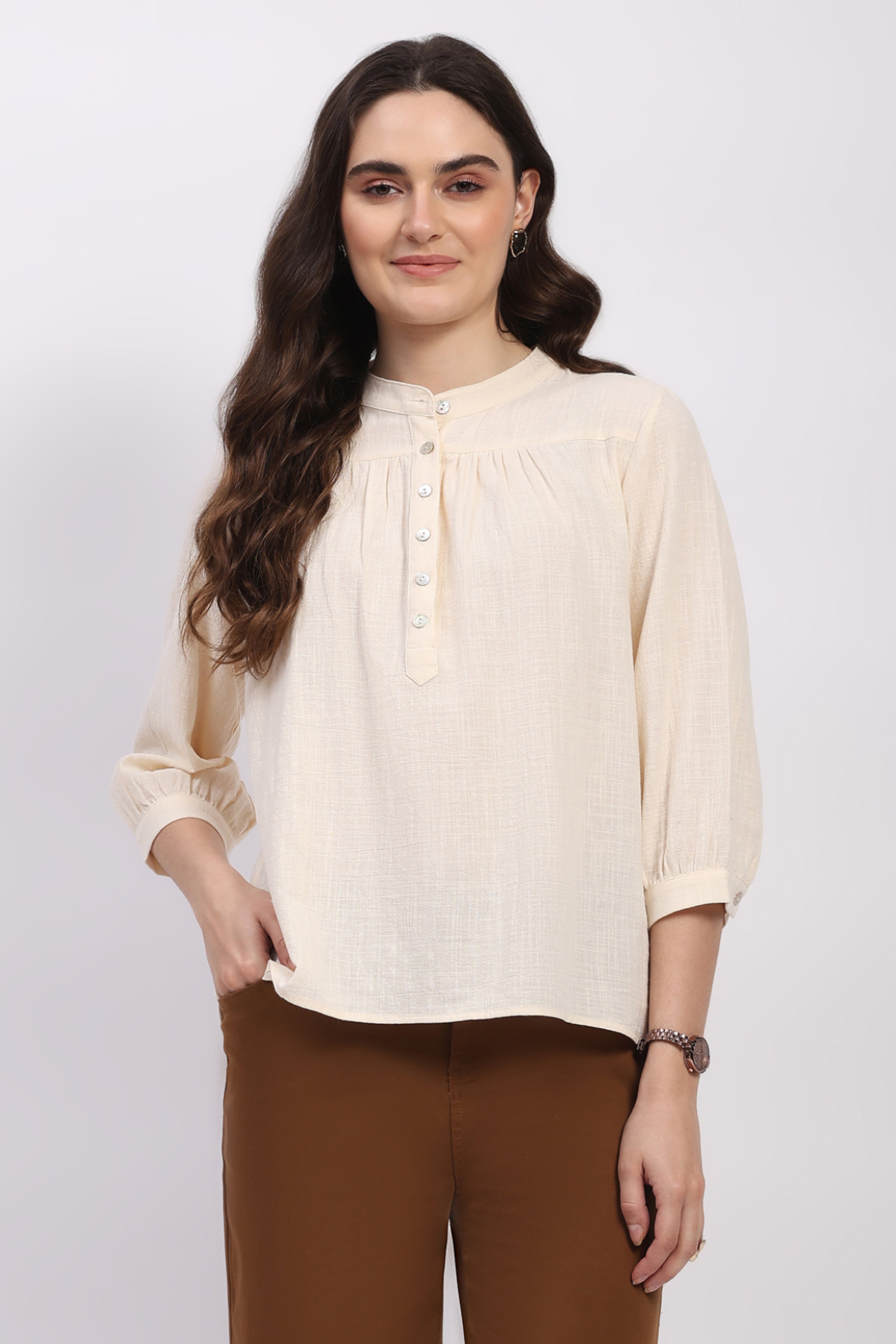 Butter Cream Cotton Basic Top
