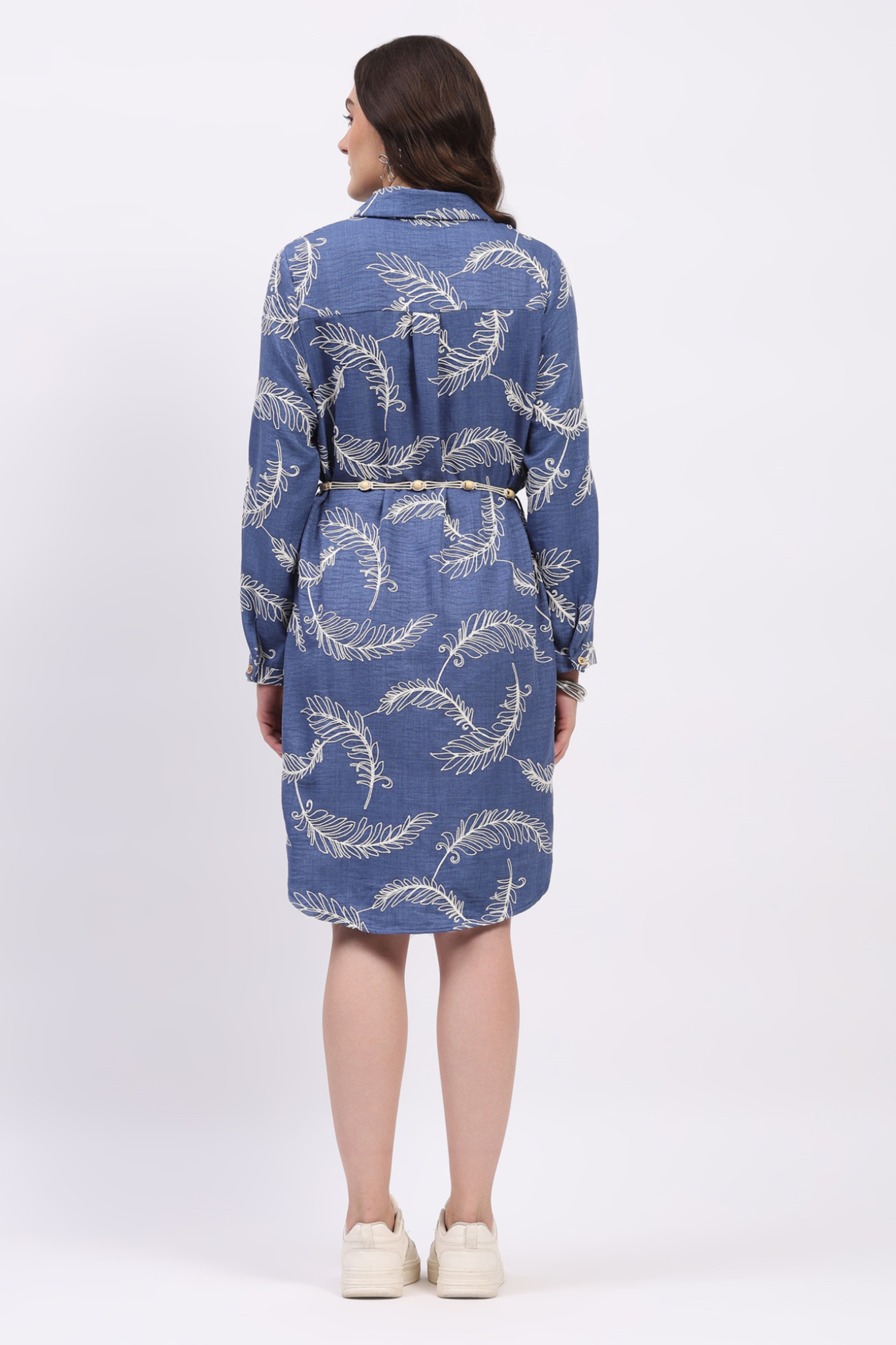 Blue Embroidered High-Low Tunic