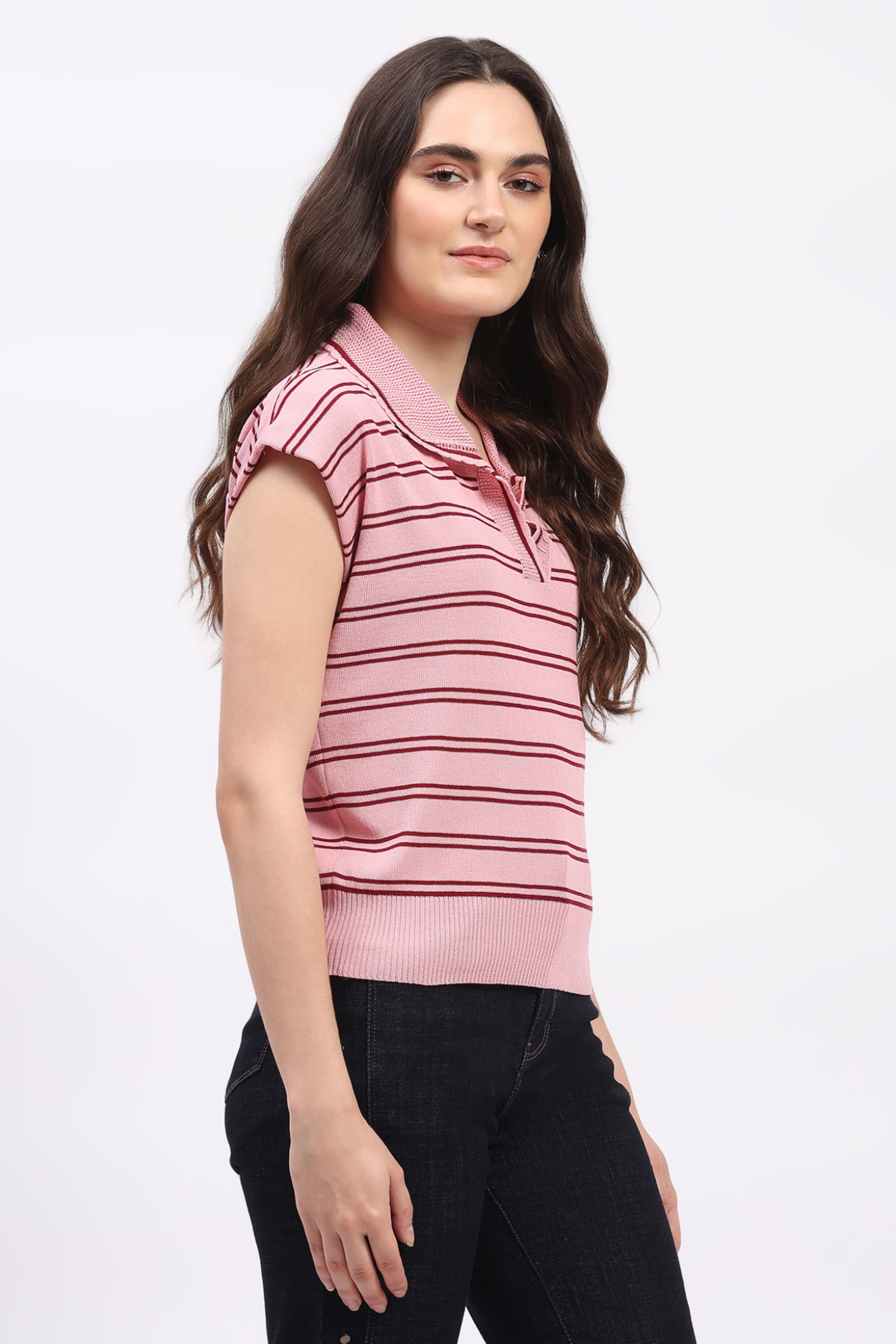 Pink Striped Viscose Top