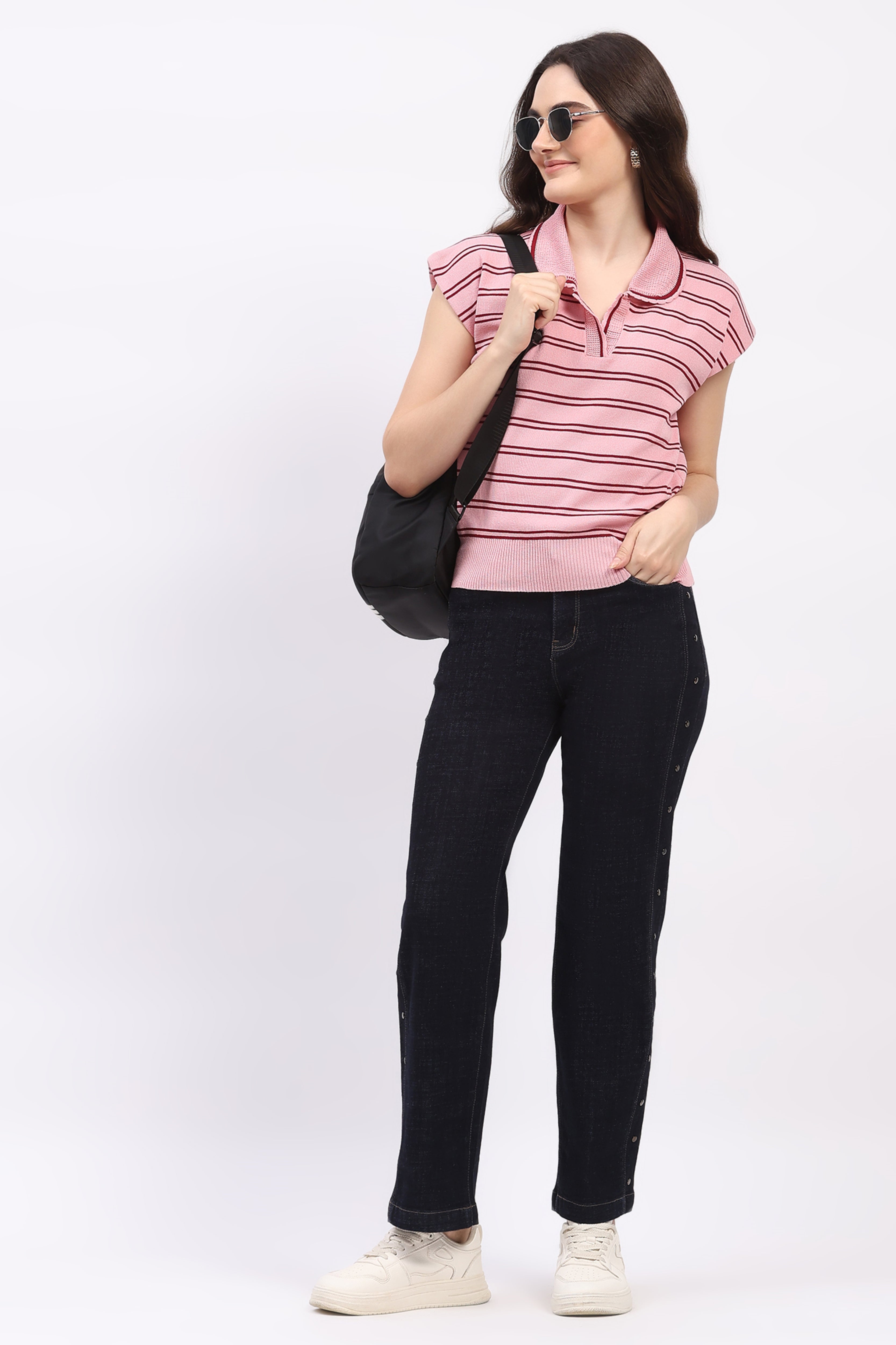 Pink Striped Viscose Top