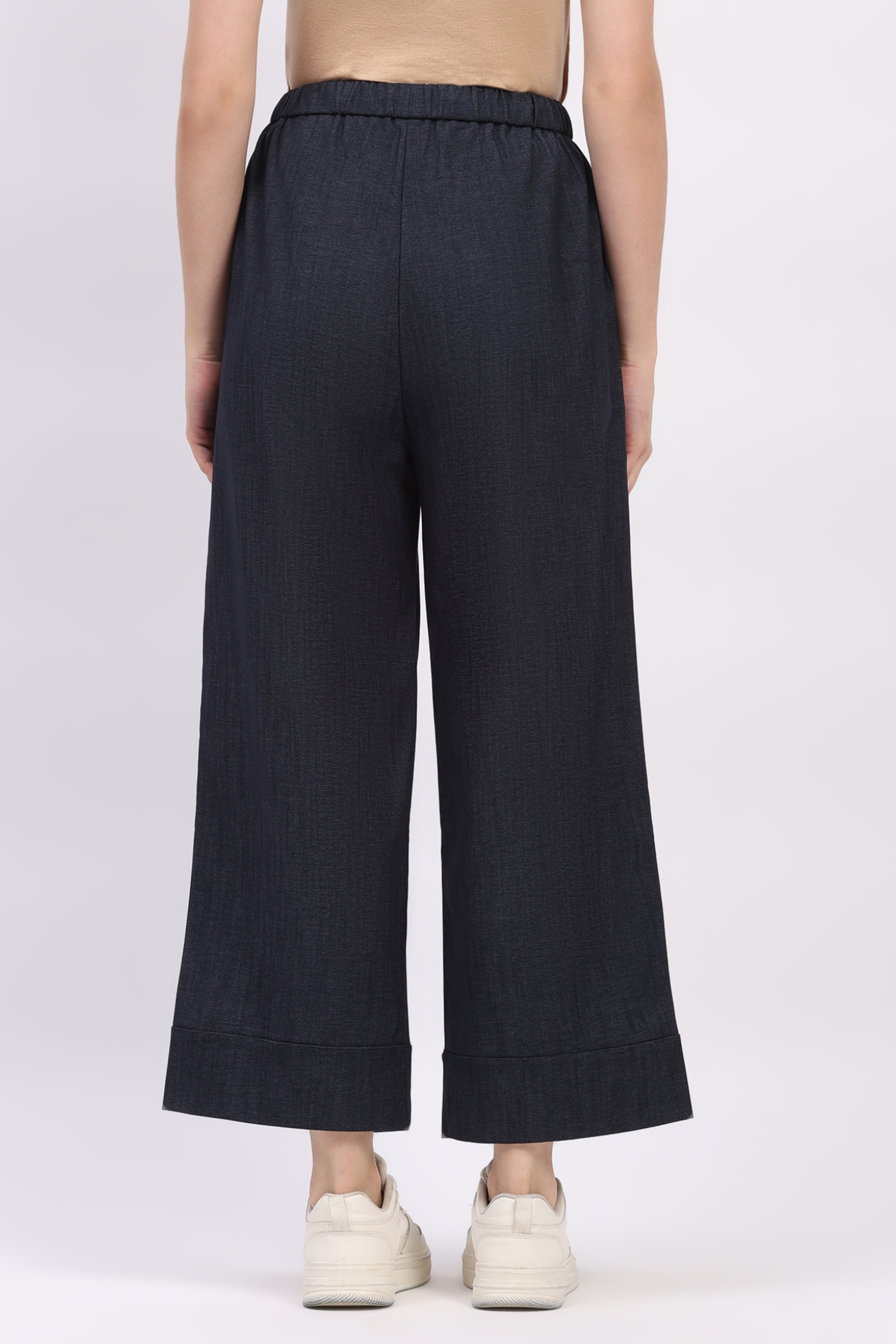 Blue Solid Straight Fit Lower