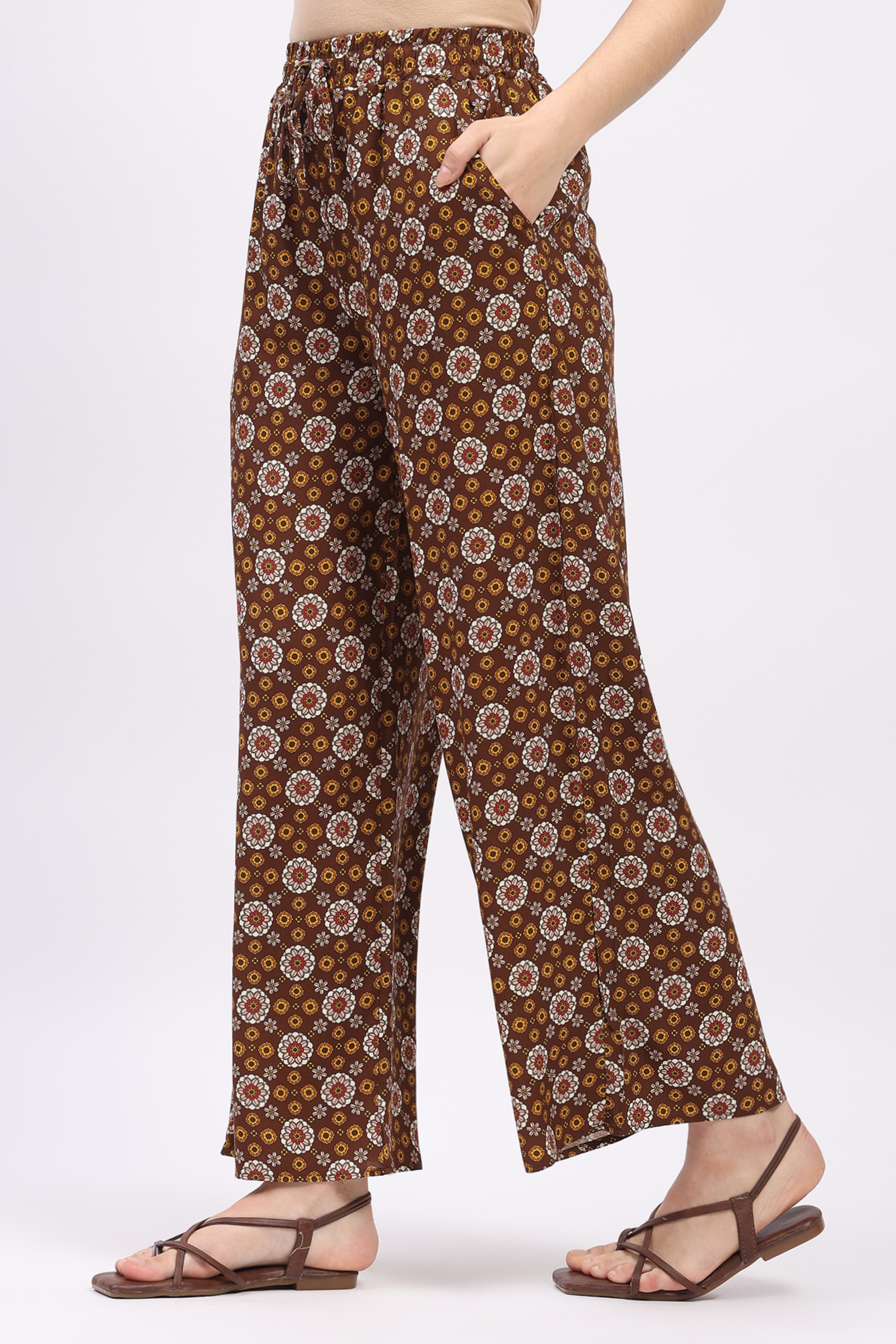 Brown Floral Print Cotton Co-ord Set