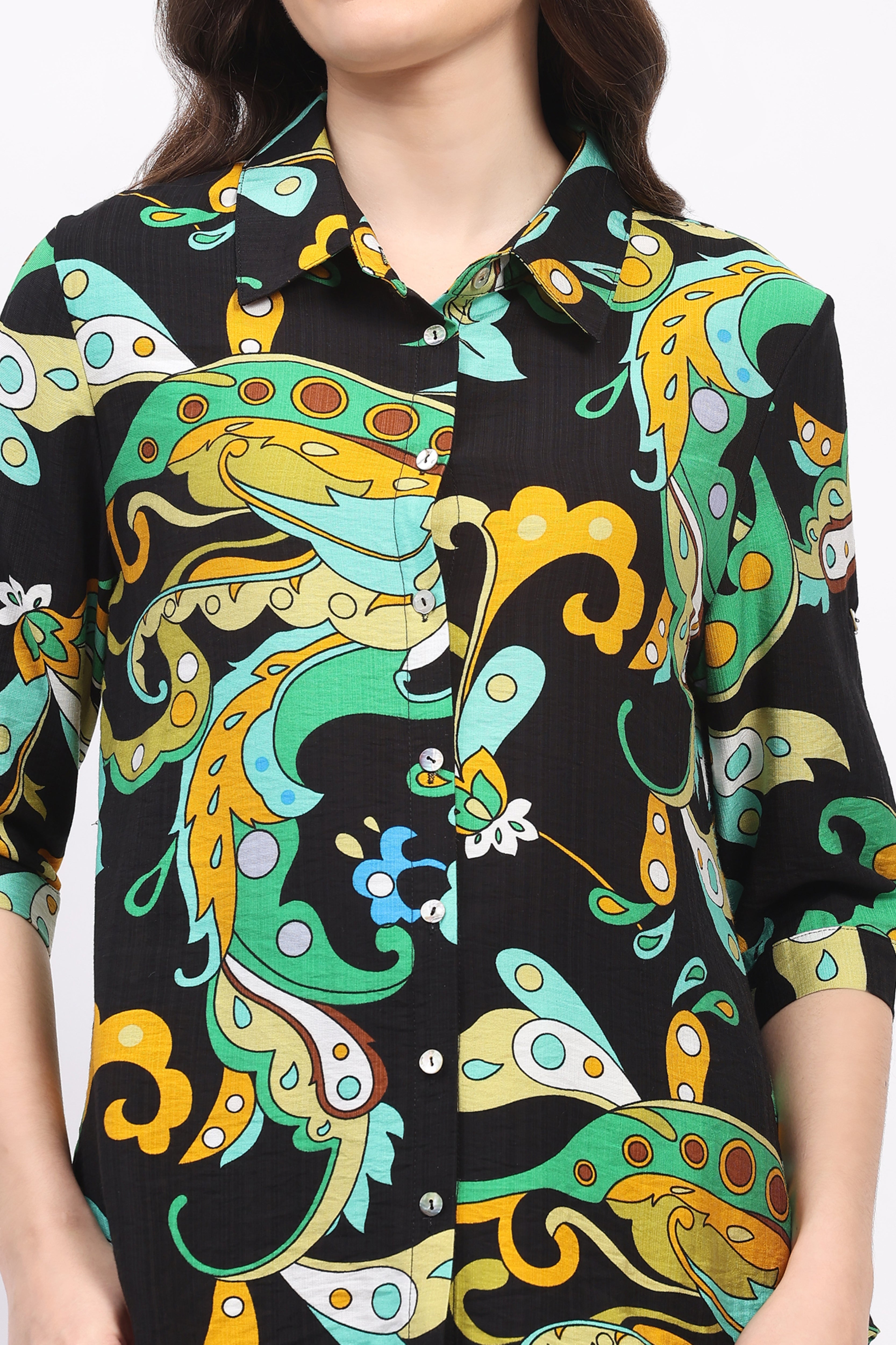 Multilcolor Abstract Print Rayon Shirt