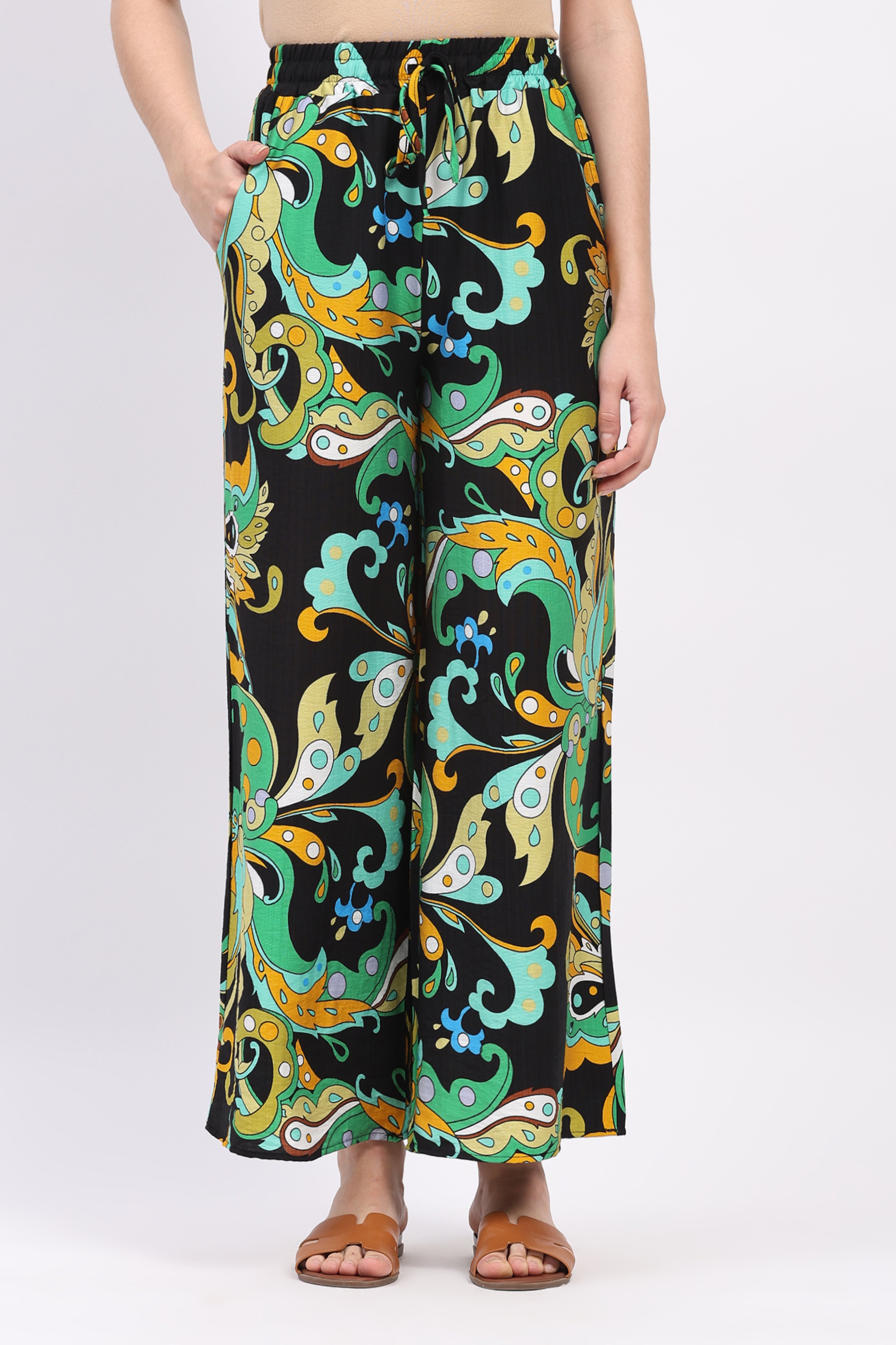 Multicolor Abstract Print Rayon Lower