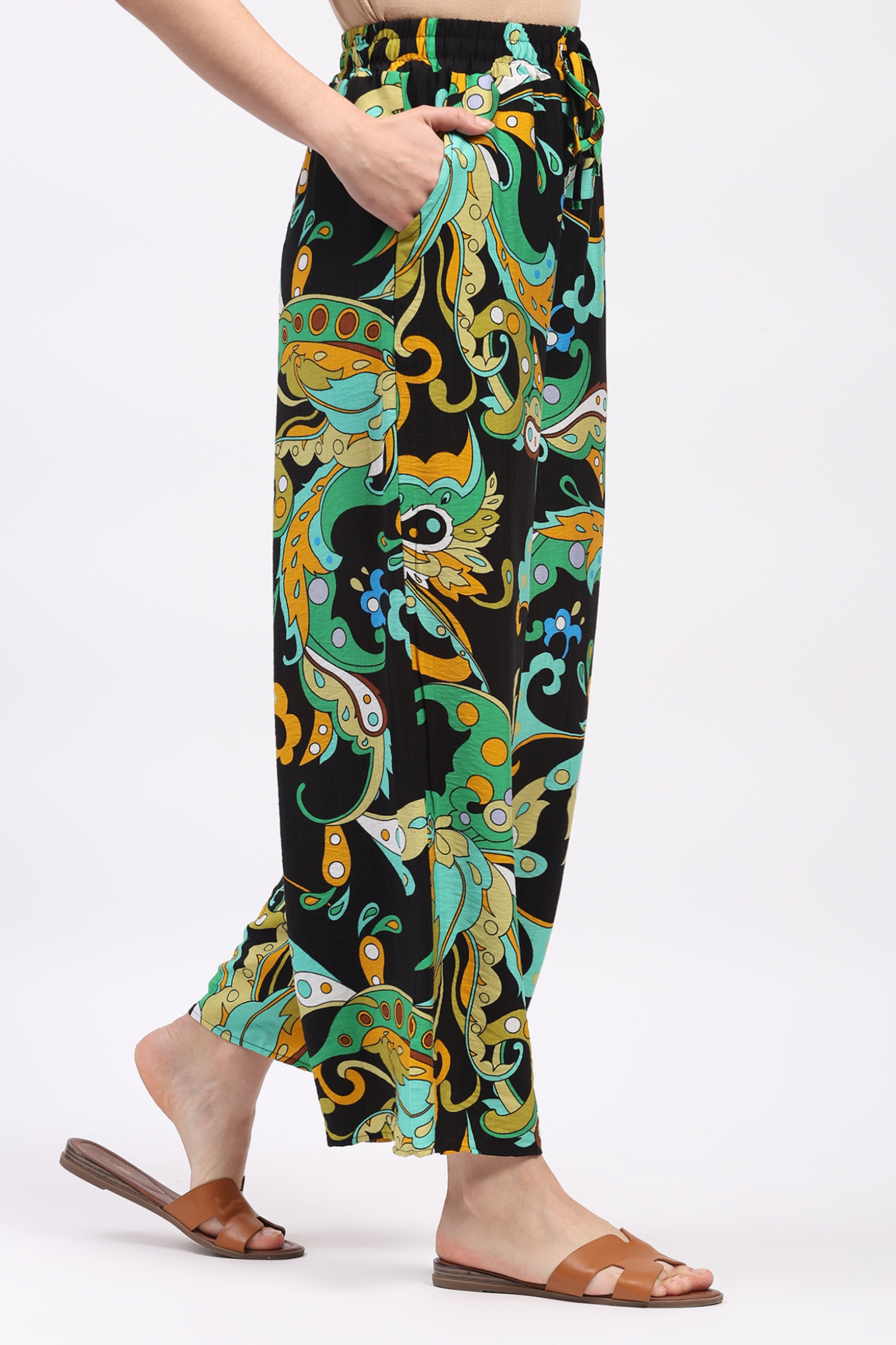 Multicolor Abstract Print Rayon Lower