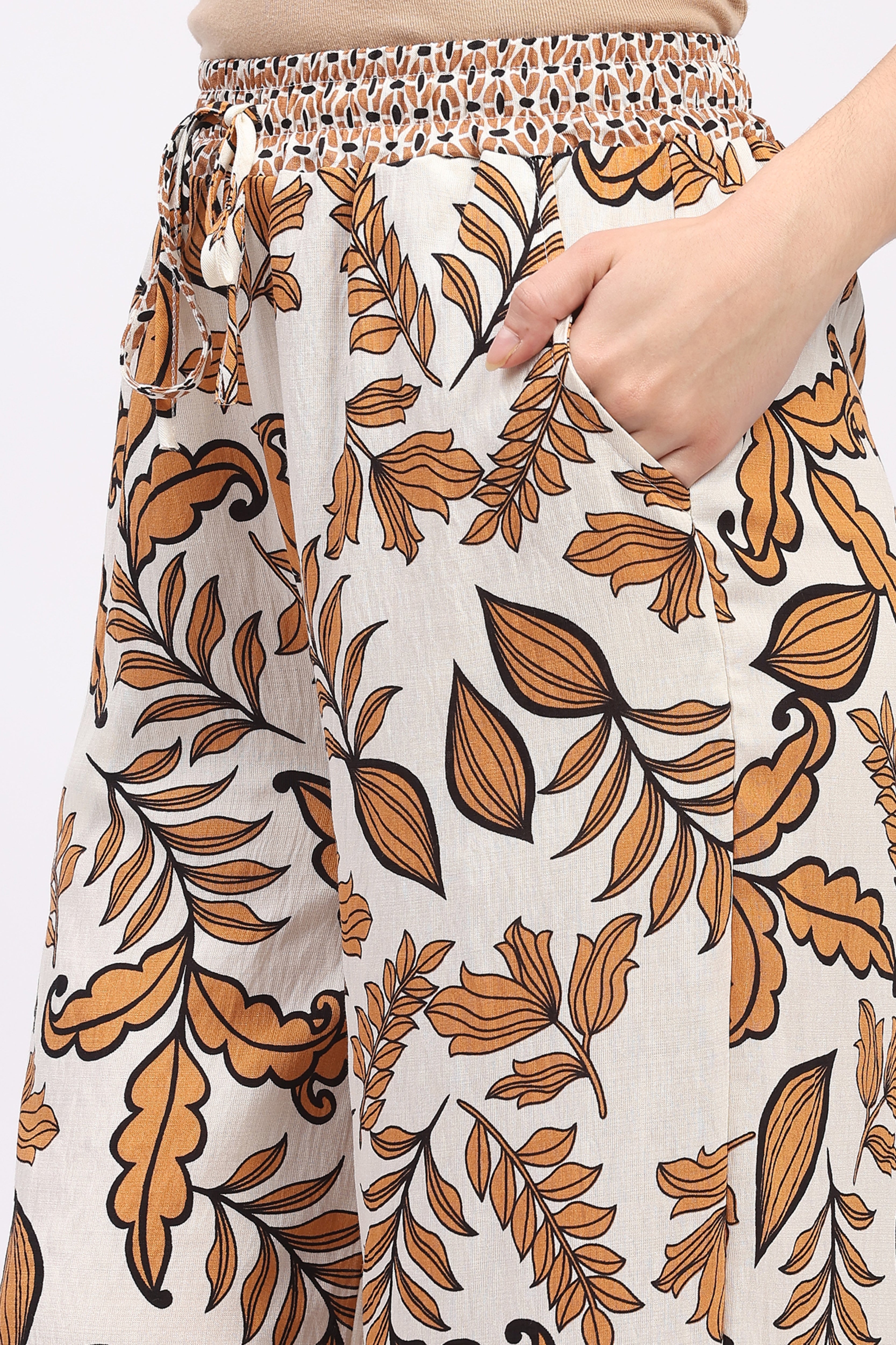 Orange Printed Rayon Lower