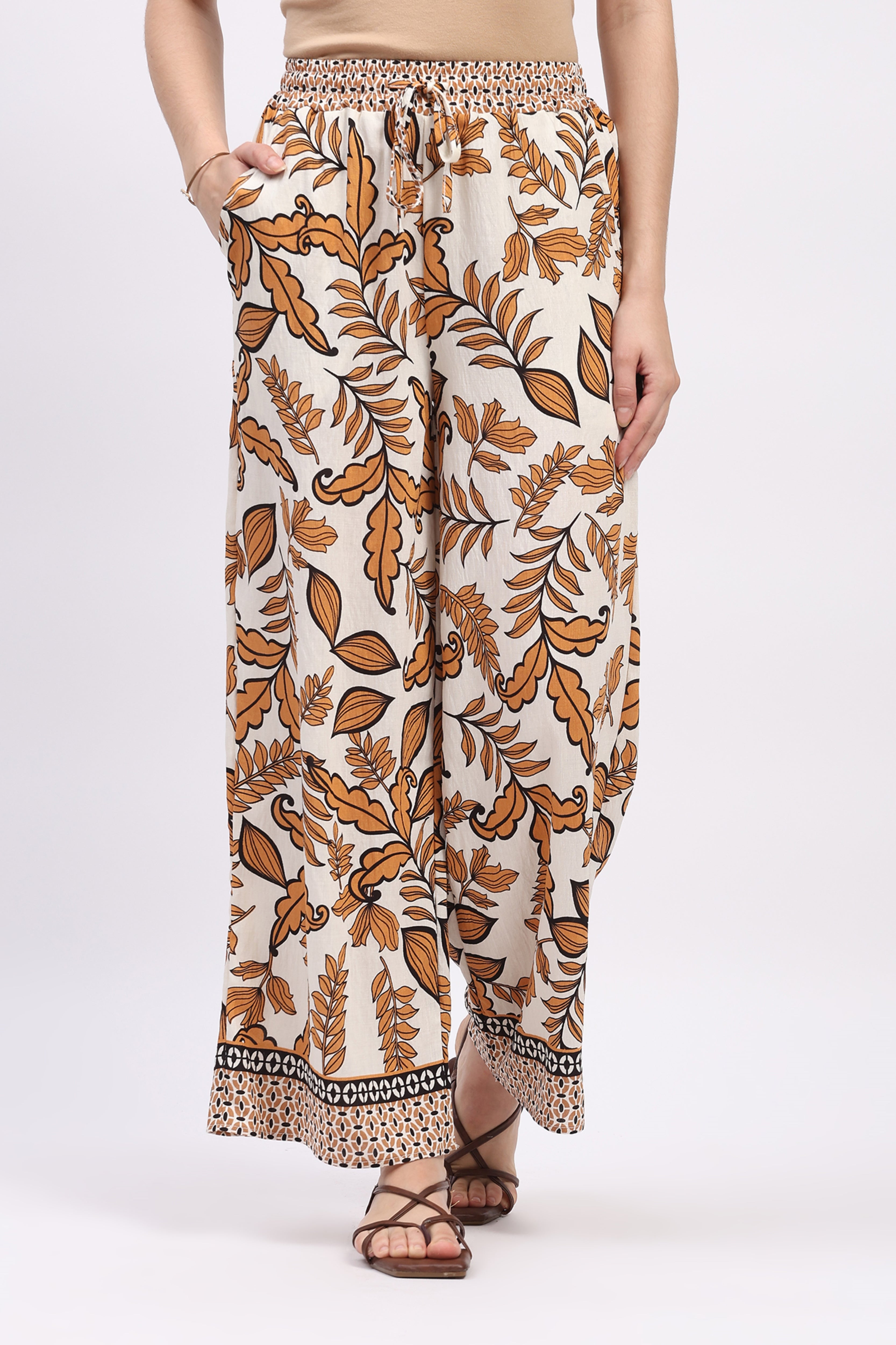 Orange Printed Rayon Lower