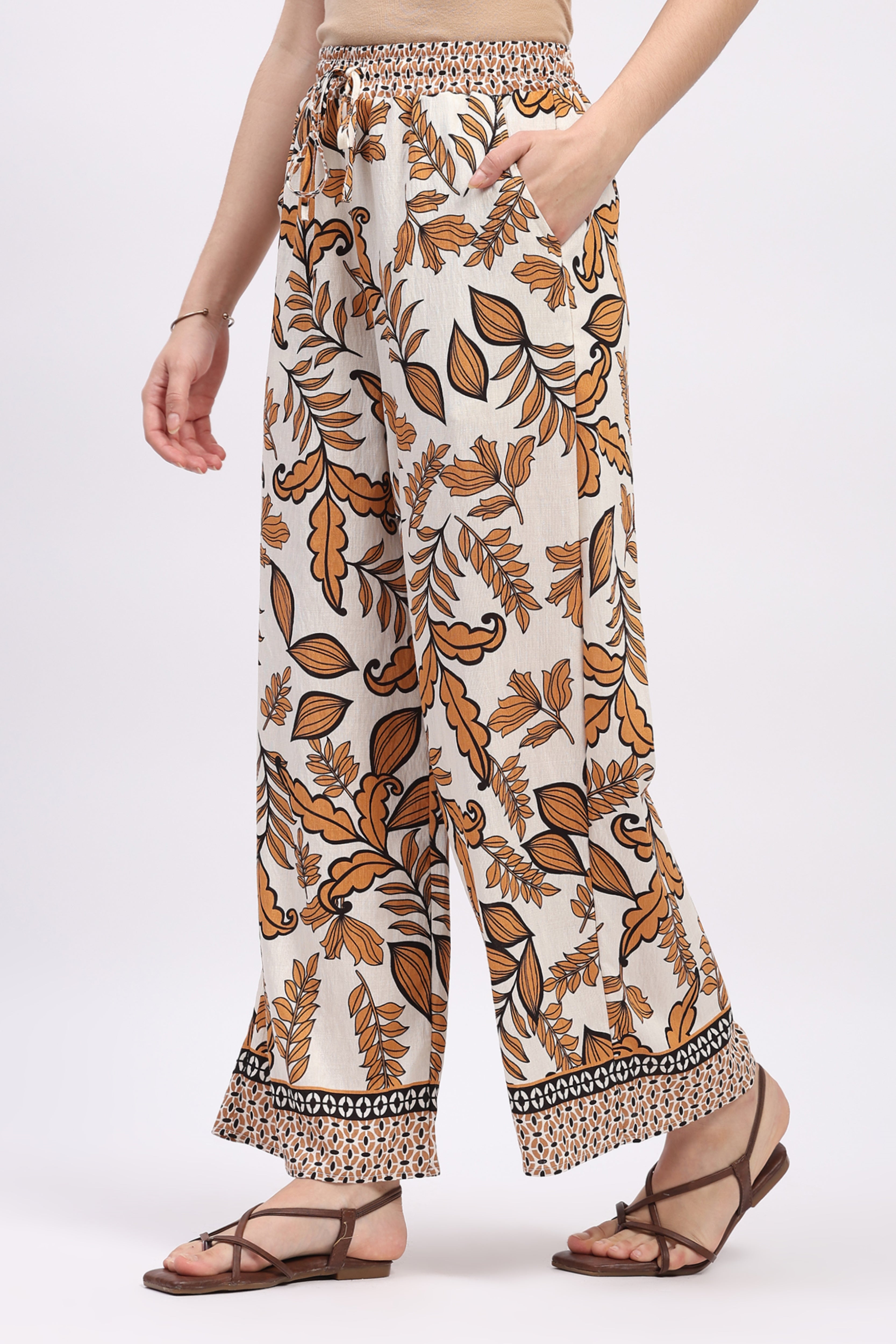 Orange Floral Print Rayon Co-ord Set